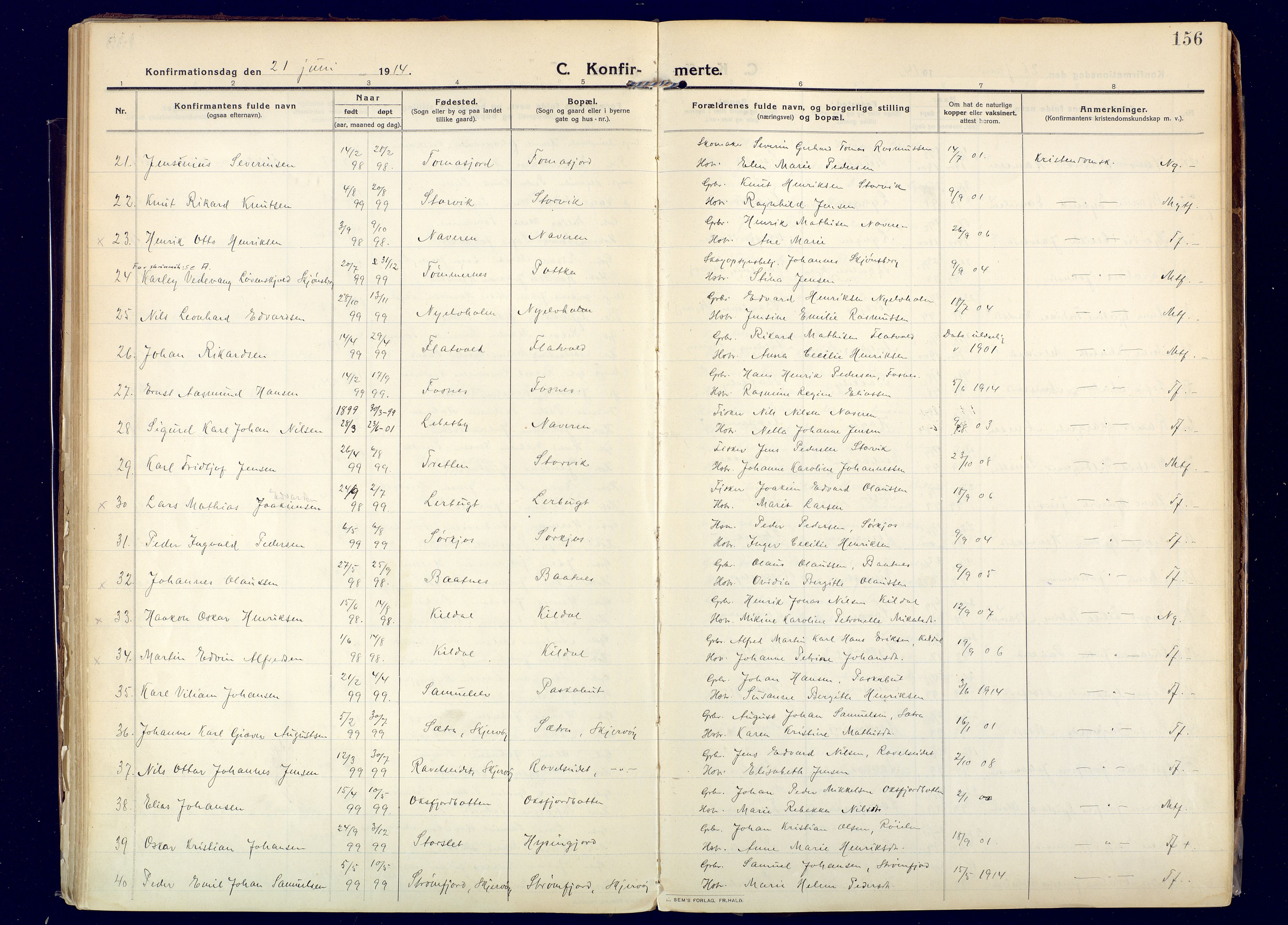 Skjervøy sokneprestkontor, AV/SATØ-S-1300/H/Ha/Haa: Parish register (official) no. 20, 1911-1931, p. 156