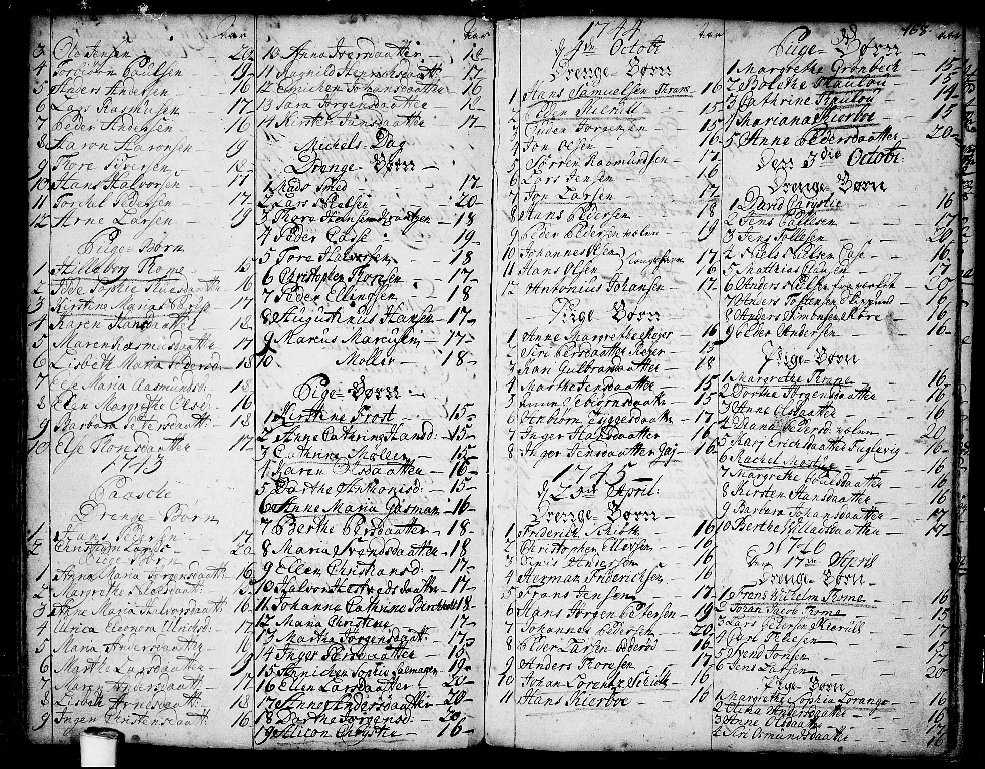 Moss prestekontor Kirkebøker, SAO/A-2003/F/Fa/L0001: Parish register (official) no. I 1, 1725-1752, p. 168