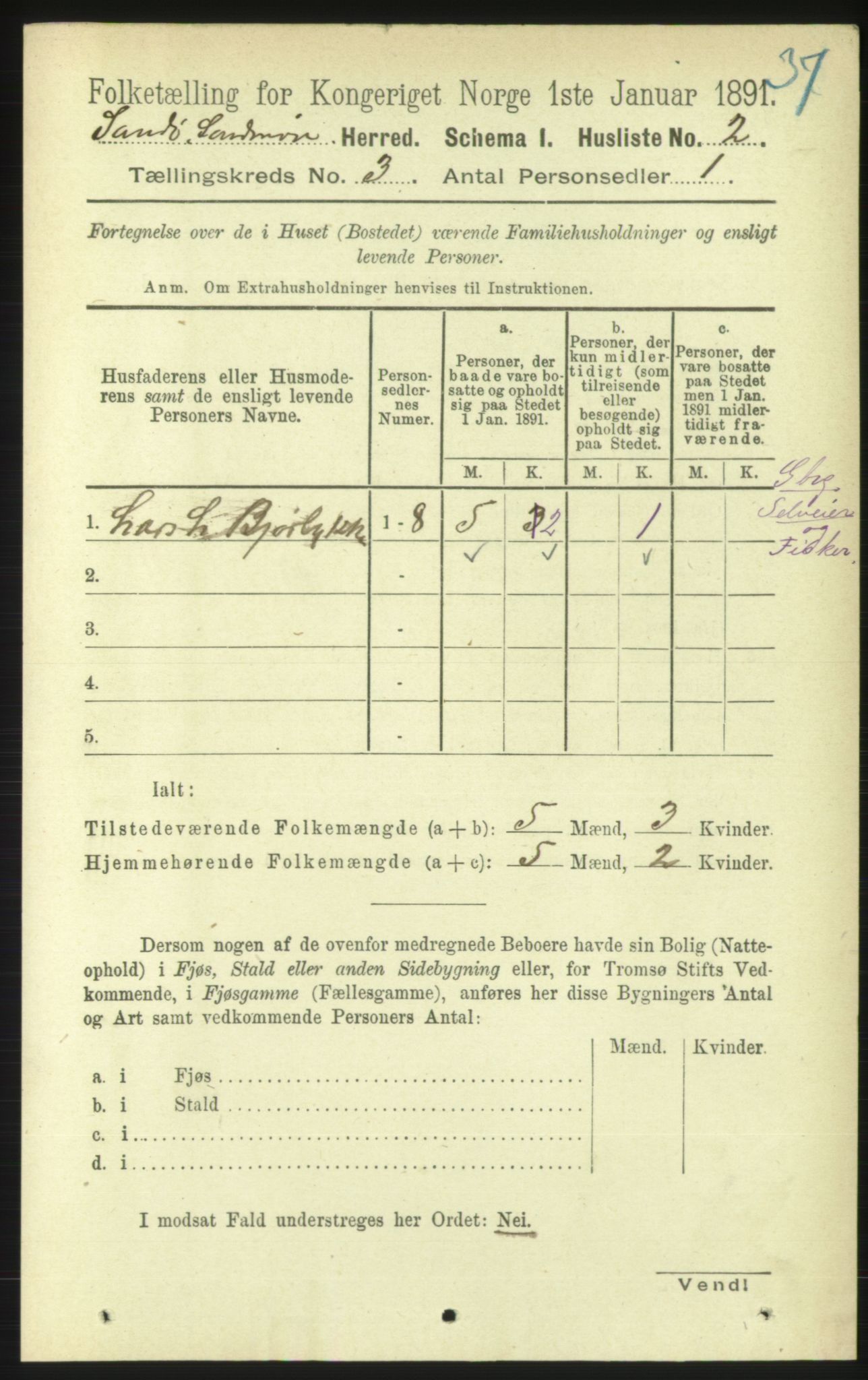 RA, 1891 census for 1514 Sande, 1891, p. 420