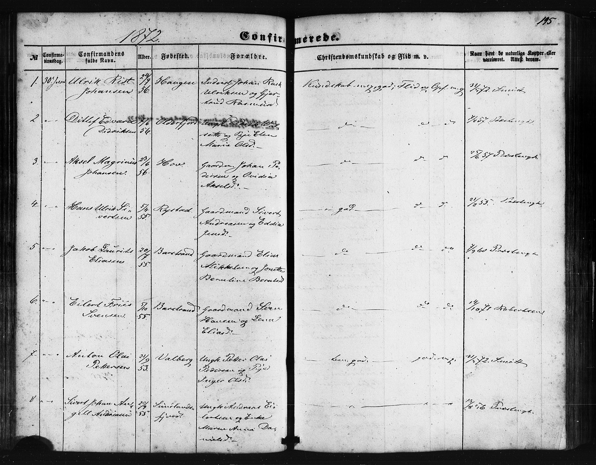 Ministerialprotokoller, klokkerbøker og fødselsregistre - Nordland, SAT/A-1459/876/L1095: Parish register (official) no. 876A01, 1863-1885, p. 195