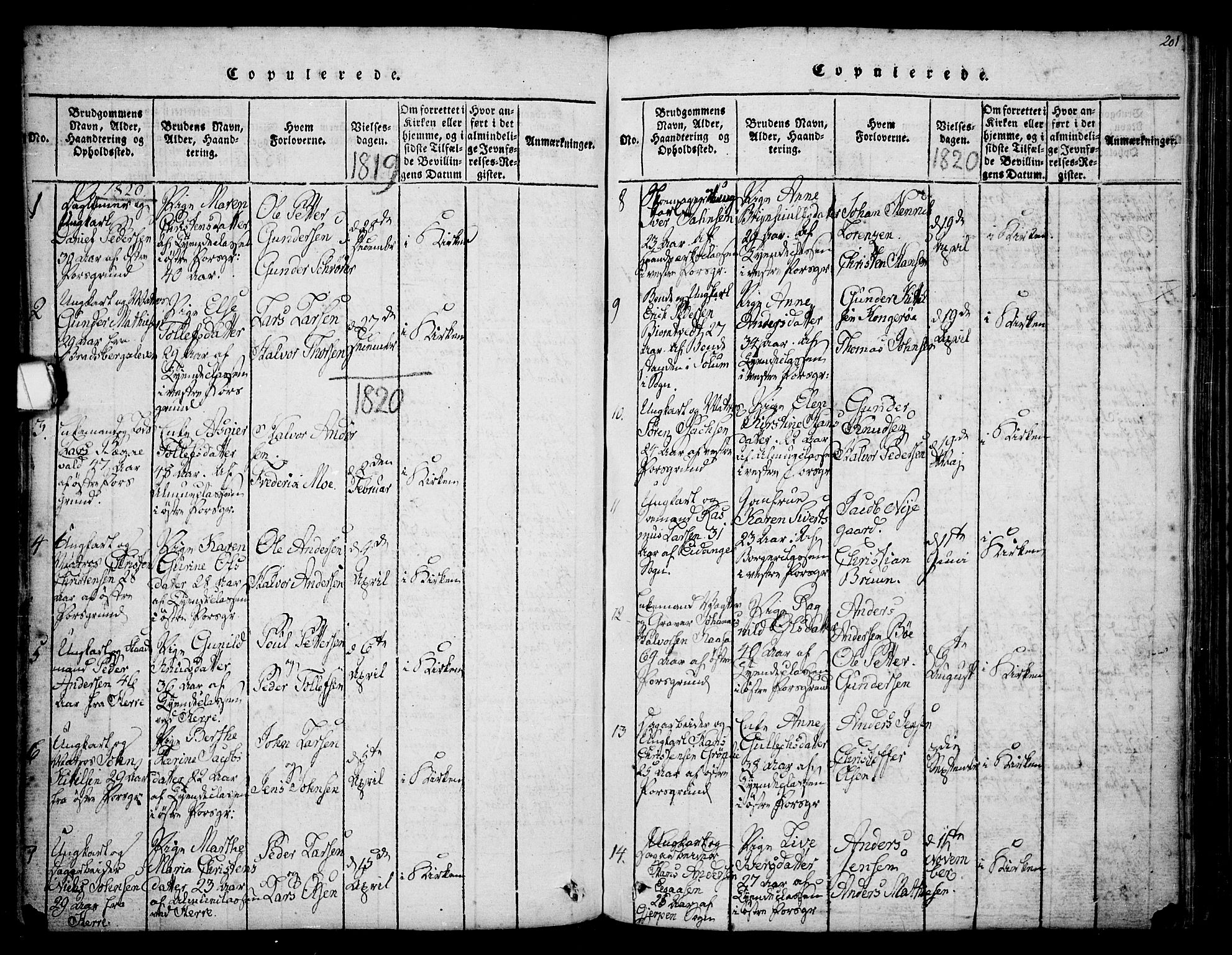 Porsgrunn kirkebøker , SAKO/A-104/F/Fa/L0004: Parish register (official) no. 4, 1814-1828, p. 201