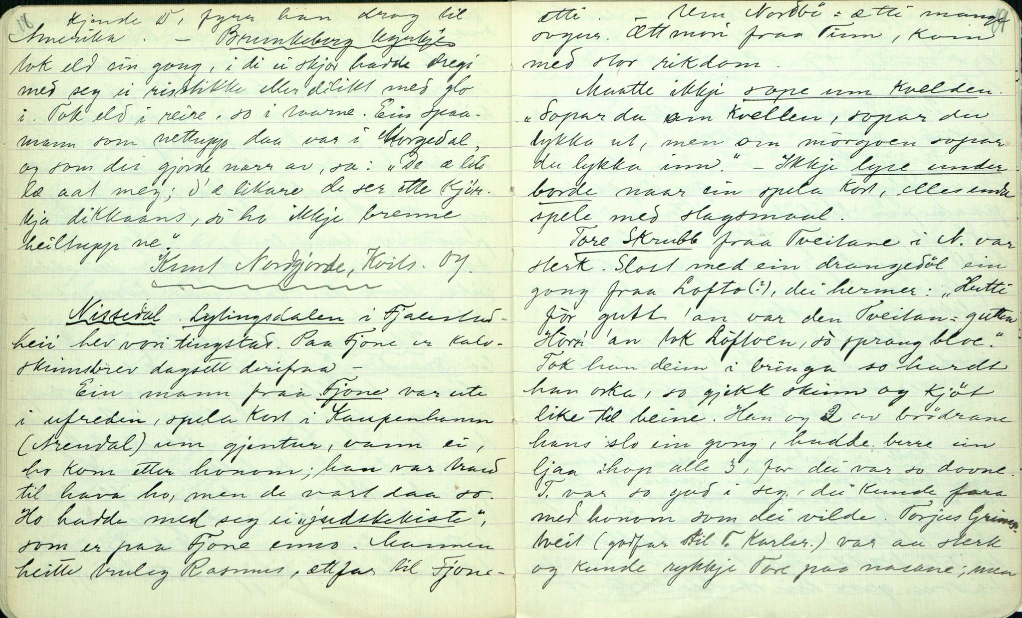 Rikard Berge, TEMU/TGM-A-1003/F/L0002/0025: 031-060 Innholdslister / 55 Segn og sogu, 1906-1907, p. 18-19