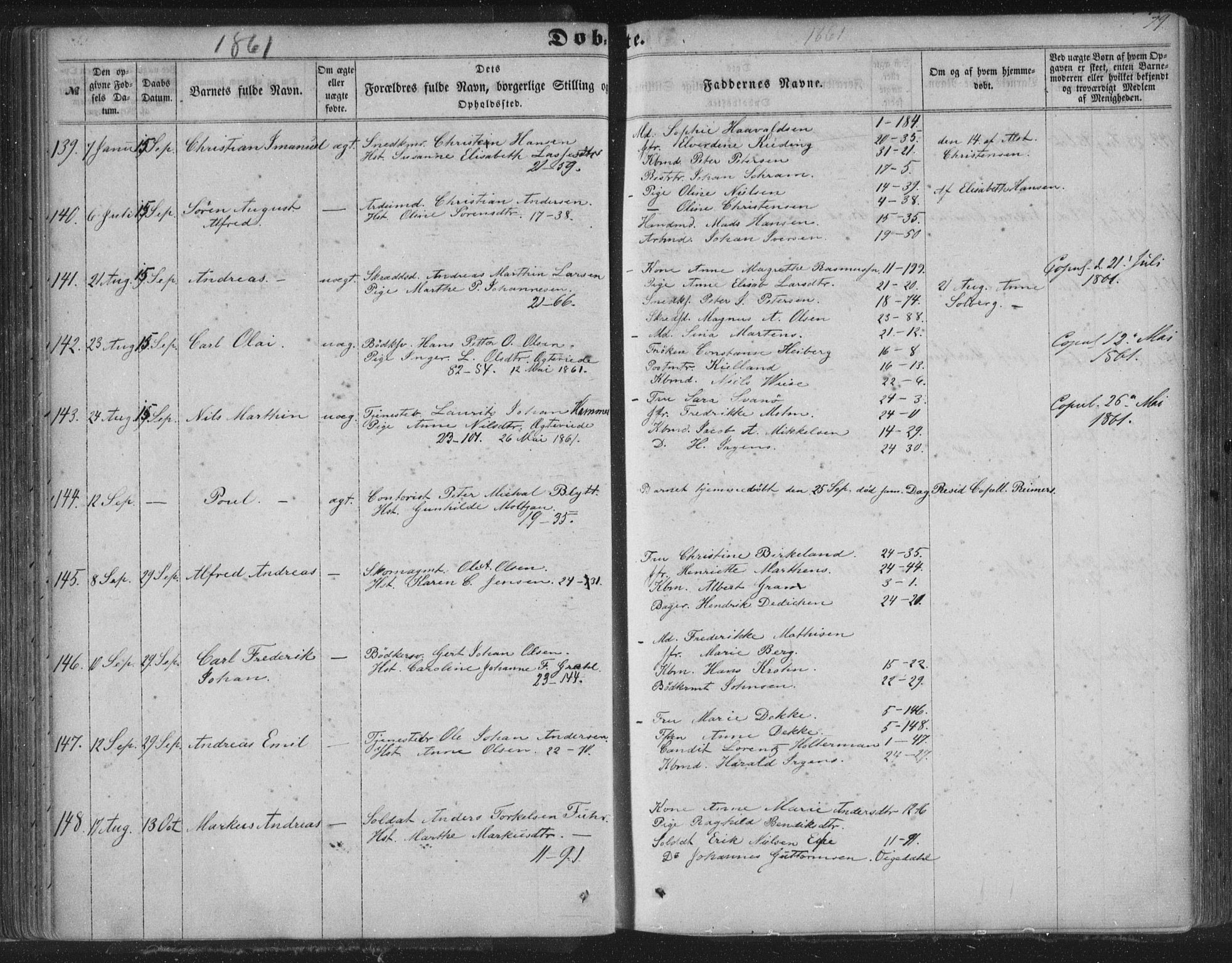 Korskirken sokneprestembete, SAB/A-76101/H/Haa/L0018: Parish register (official) no. B 4, 1857-1866, p. 79