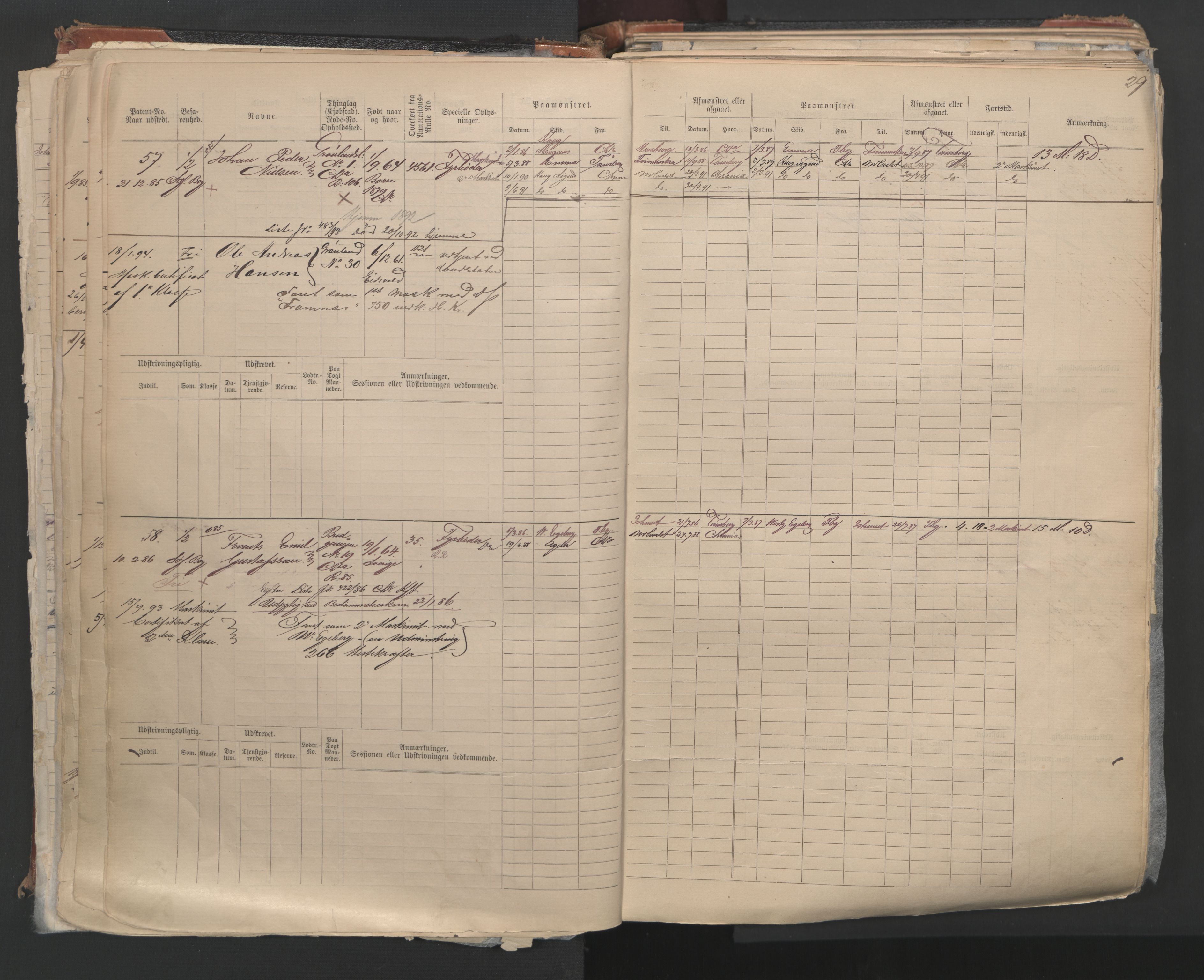 Oslo sjømannskontor, AV/SAO-A-10595/F/Fd/L0006: B-rulle, 1883, p. 28b-29a