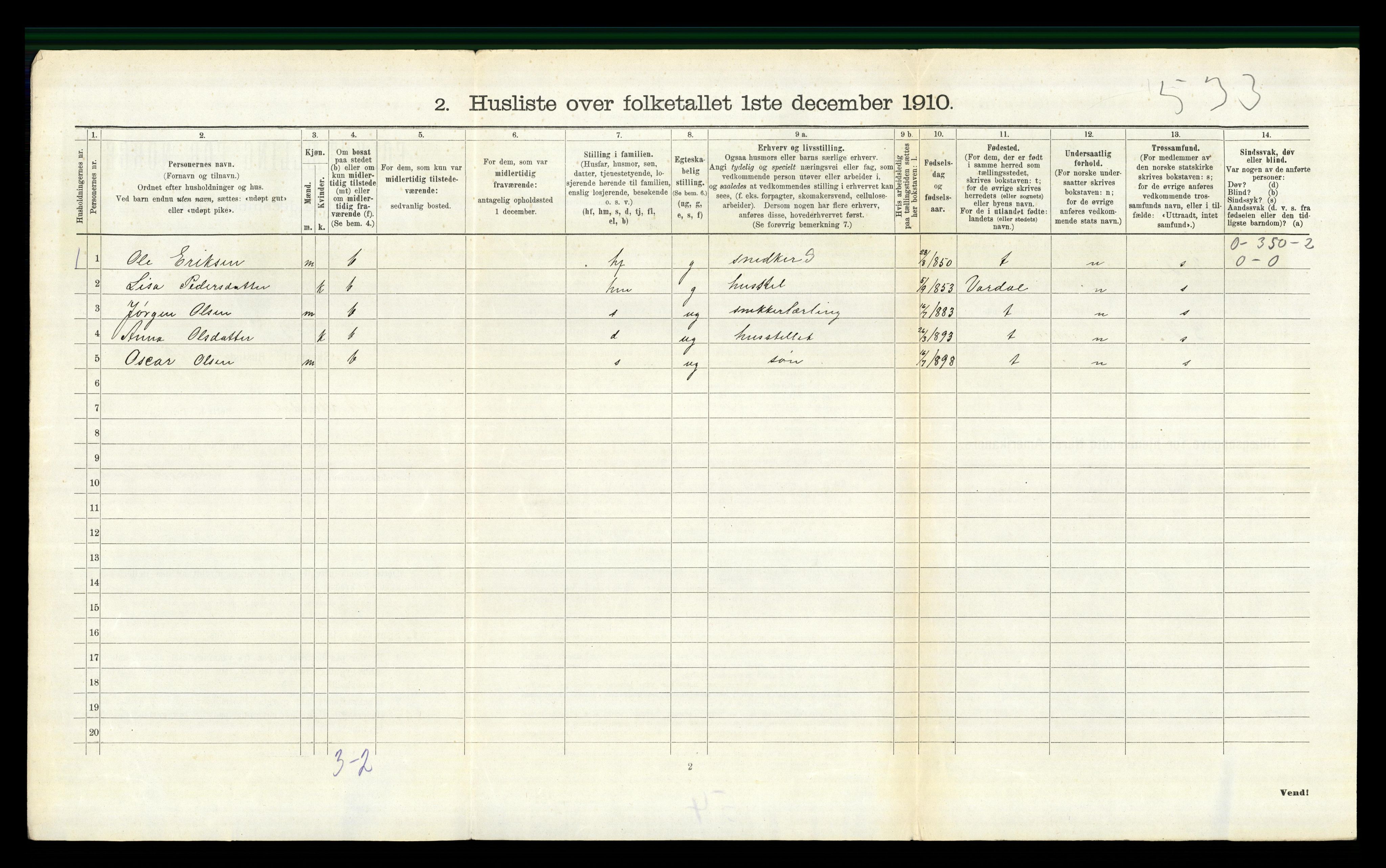 RA, 1910 census for Nord-Aurdal, 1910, p. 1346