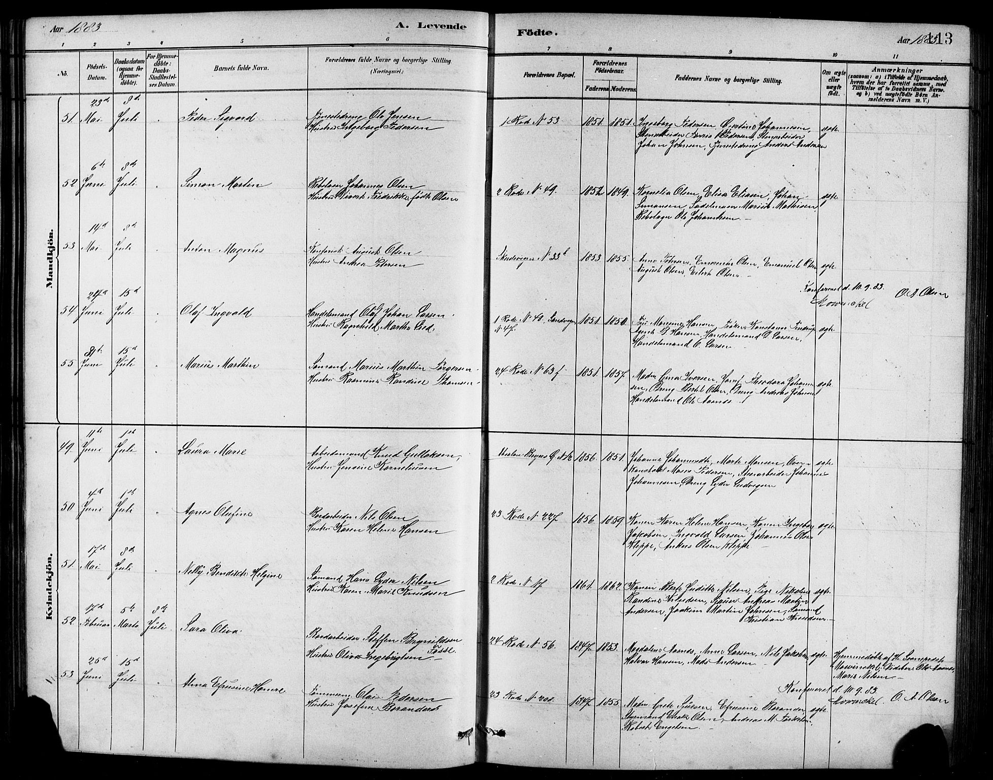 Sandviken Sokneprestembete, AV/SAB-A-77601/H/Hb/L0001: Parish register (copy) no. A 2, 1879-1892, p. 113