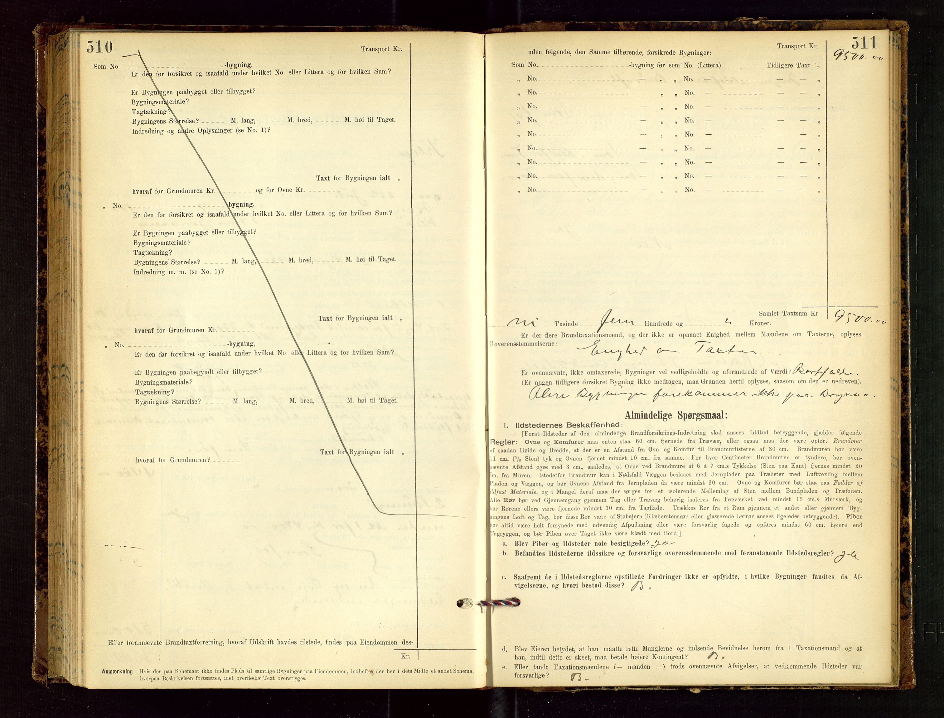 Klepp lensmannskontor, AV/SAST-A-100163/Goc/L0002: "Brandtaxationsprotokol" m/register, 1898-1902, p. 510-511