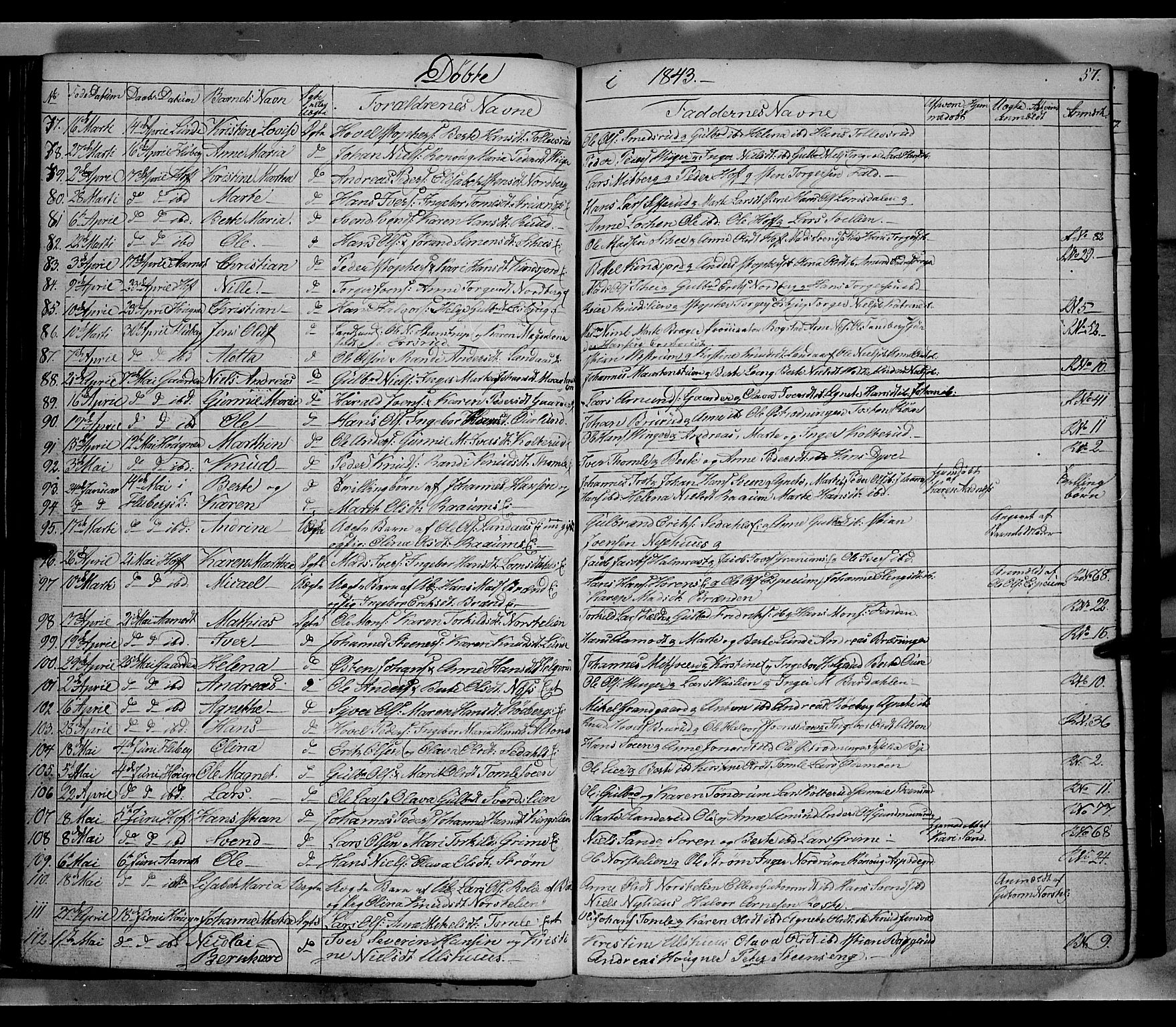 Land prestekontor, AV/SAH-PREST-120/H/Ha/Hab/L0002: Parish register (copy) no. 2, 1833-1849, p. 57