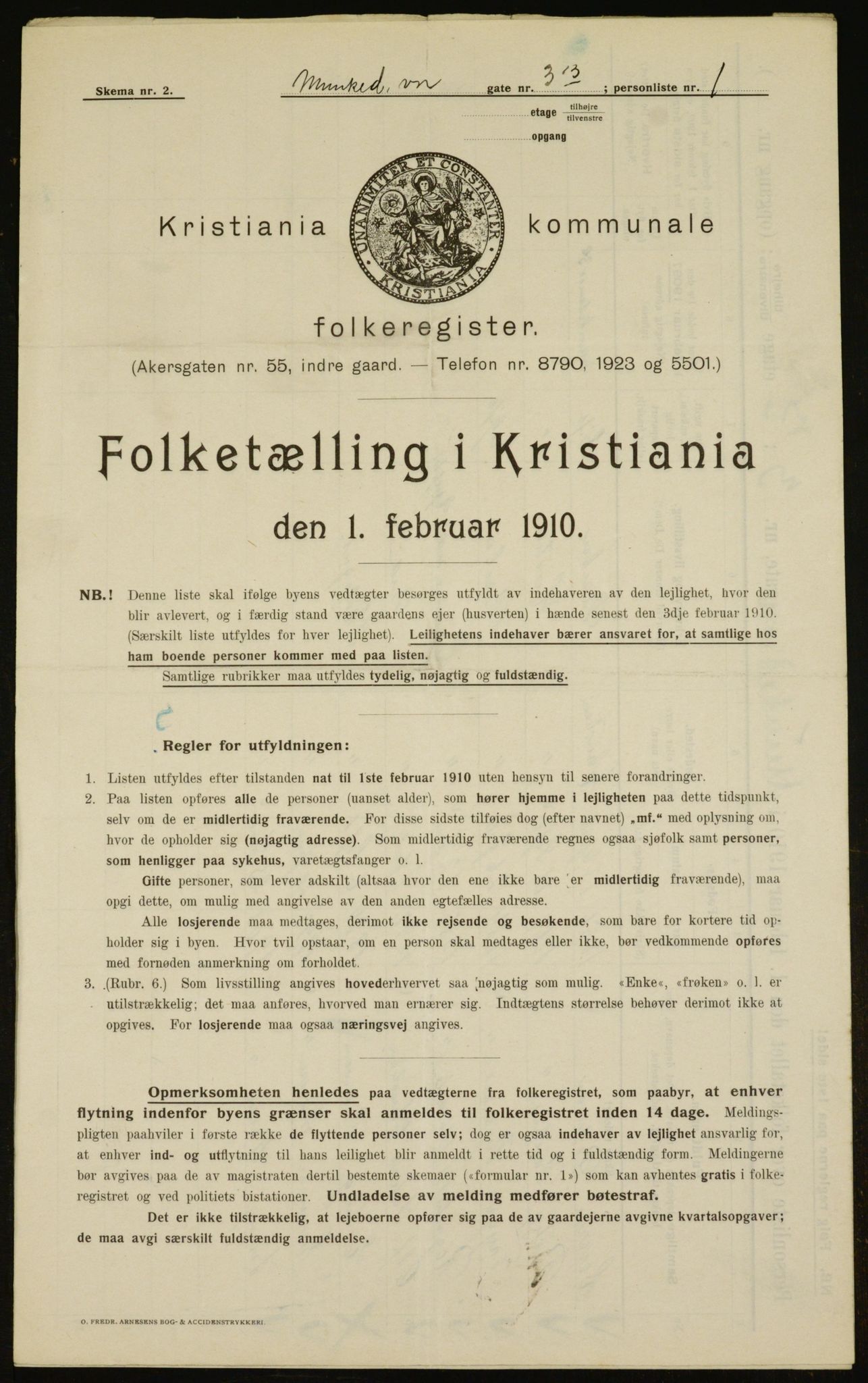 OBA, Municipal Census 1910 for Kristiania, 1910, p. 64525