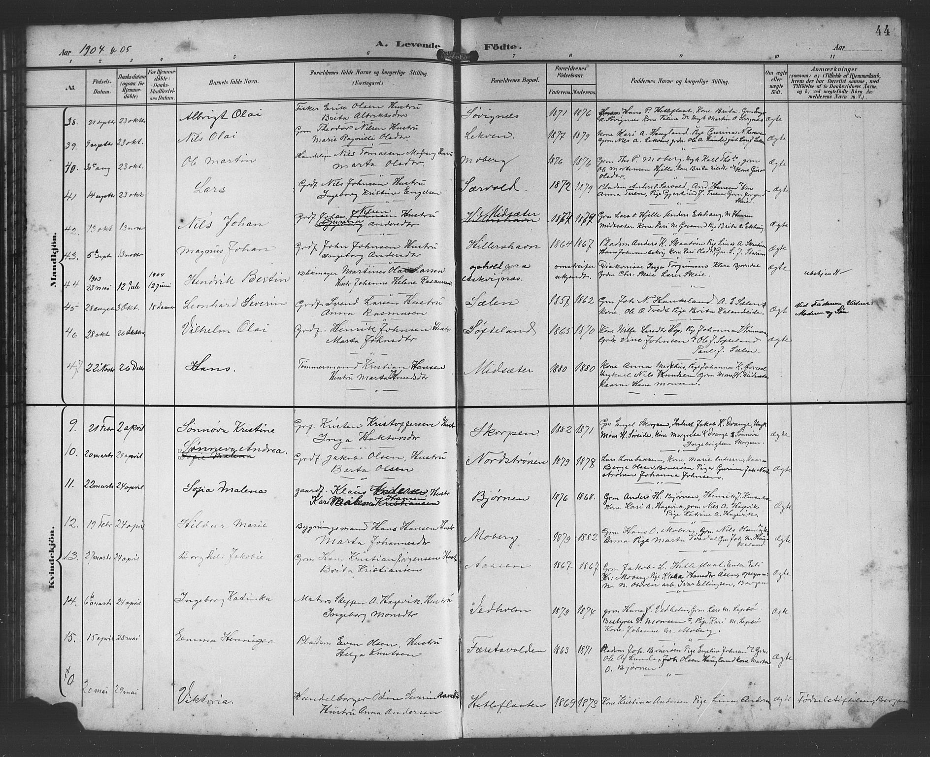 Os sokneprestembete, AV/SAB-A-99929: Parish register (copy) no. A 3, 1897-1913, p. 44