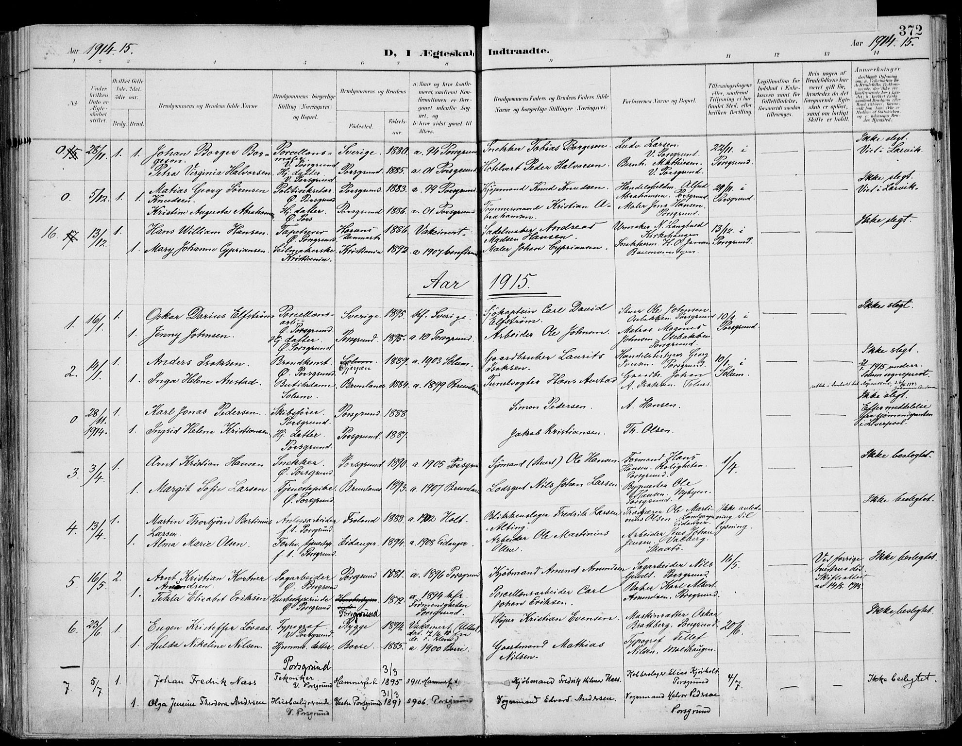 Porsgrunn kirkebøker , AV/SAKO-A-104/F/Fa/L0011: Parish register (official) no. 11, 1895-1919, p. 372