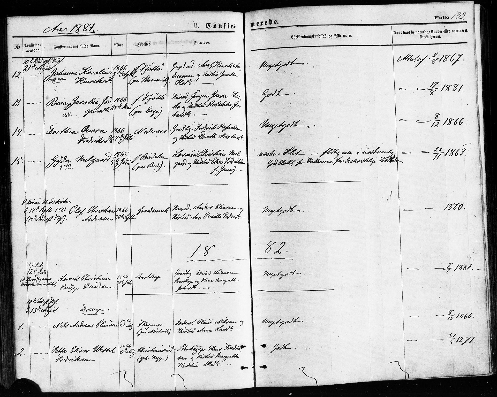 Ministerialprotokoller, klokkerbøker og fødselsregistre - Nordland, AV/SAT-A-1459/814/L0225: Parish register (official) no. 814A06, 1875-1885, p. 133