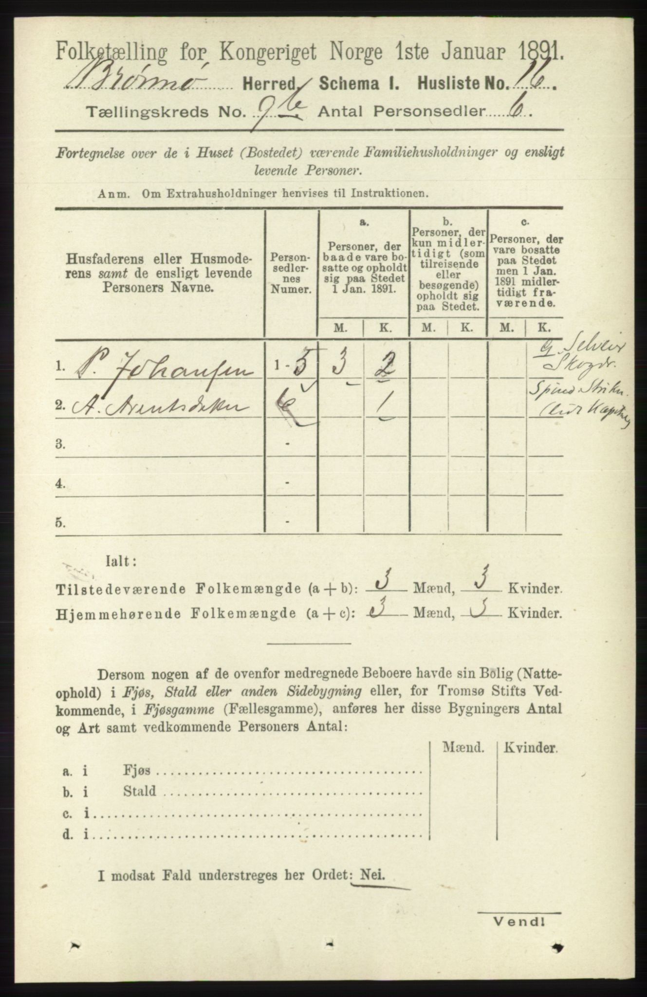 RA, 1891 census for 1814 Brønnøy, 1891, p. 5481