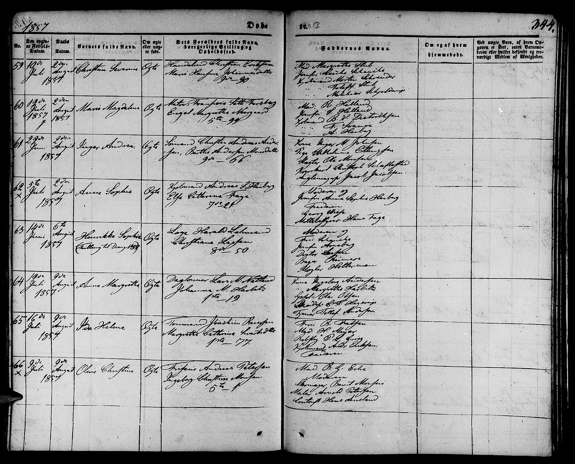 Nykirken Sokneprestembete, AV/SAB-A-77101/H/Hab: Parish register (copy) no. B 1, 1842-1858, p. 344