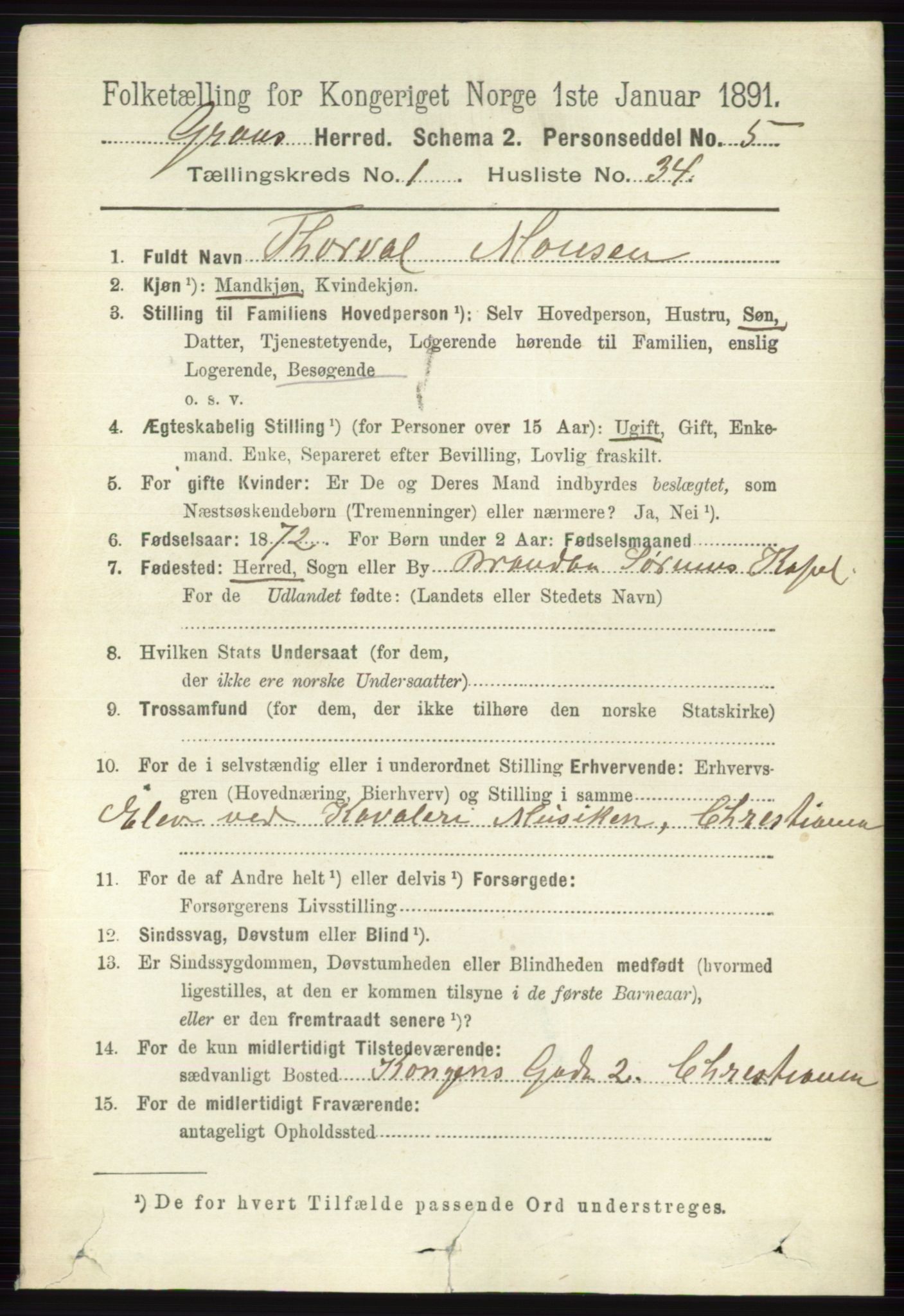 RA, 1891 census for 0534 Gran, 1891, p. 277