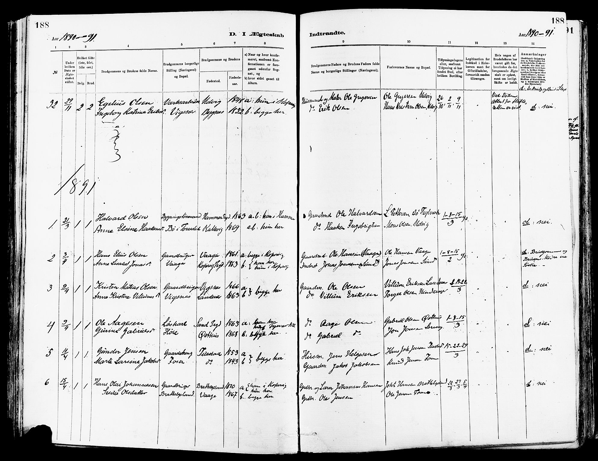 Avaldsnes sokneprestkontor, AV/SAST-A -101851/H/Ha/Haa/L0015: Parish register (official) no. A 15, 1880-1906, p. 188