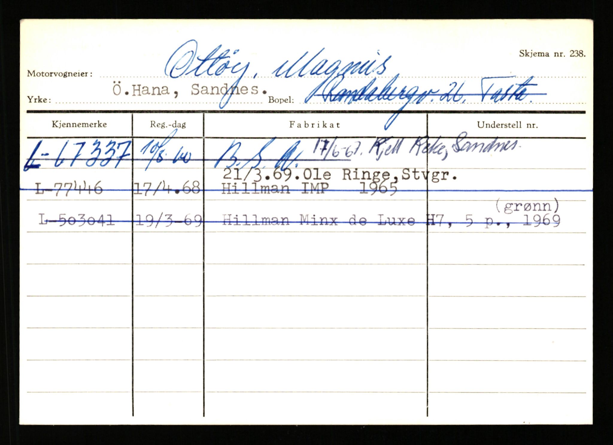 Stavanger trafikkstasjon, SAST/A-101942/0/H/L0029: Omdal - Polaris, 1930-1971, p. 1247