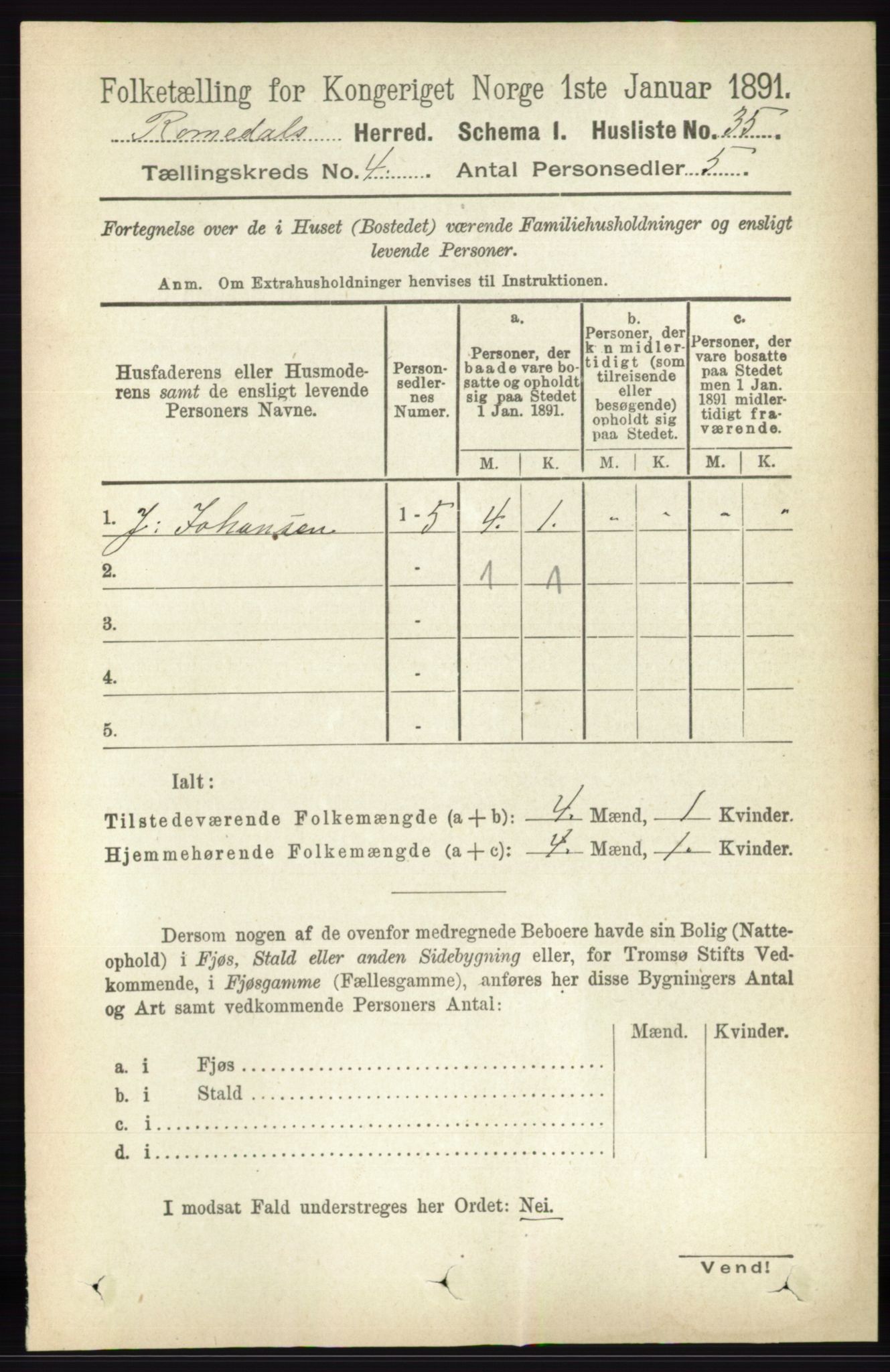 RA, 1891 census for 0416 Romedal, 1891, p. 1919