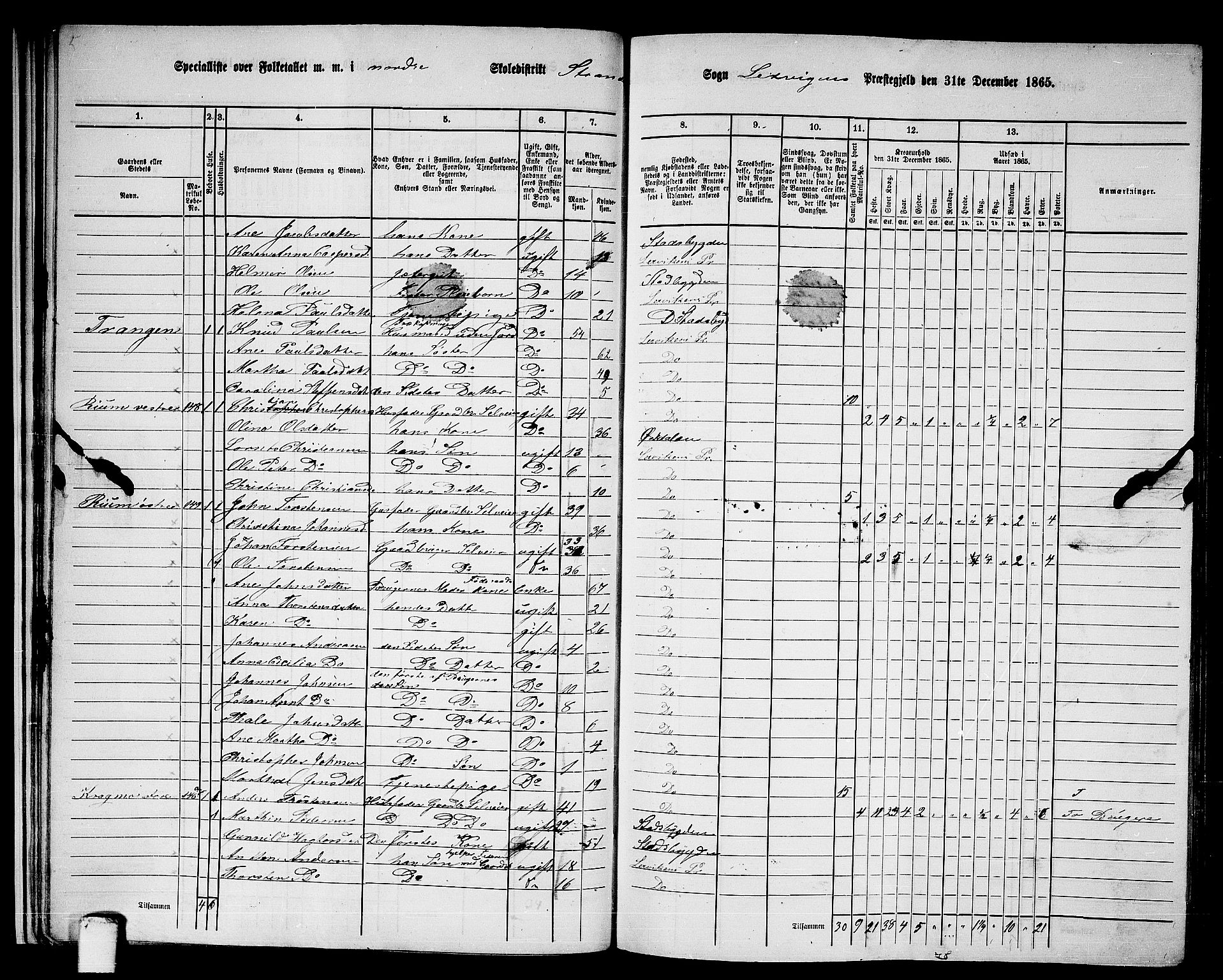 RA, 1865 census for Leksvik, 1865, p. 29