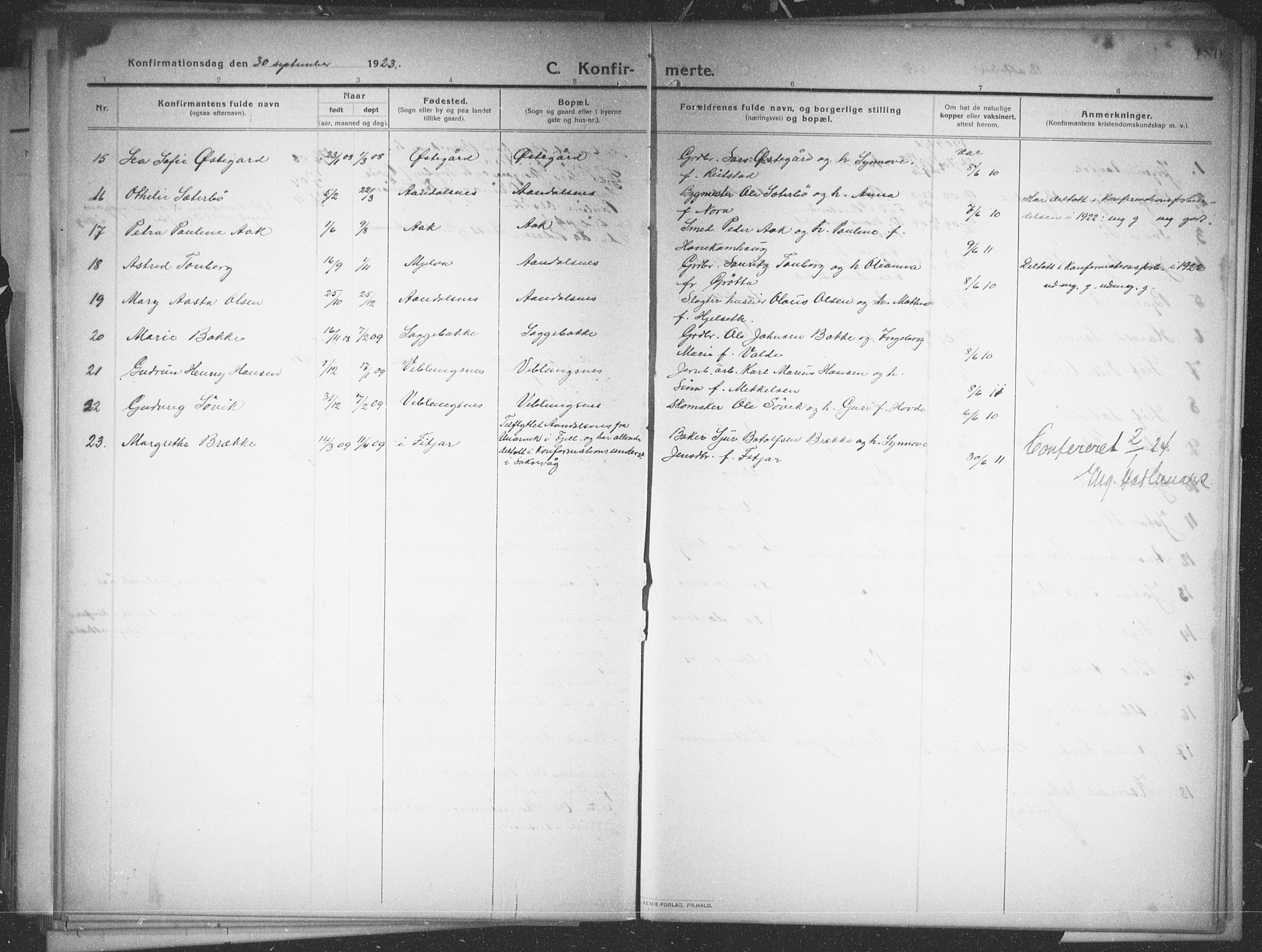 Ministerialprotokoller, klokkerbøker og fødselsregistre - Møre og Romsdal, SAT/A-1454/544/L0581: Parish register (copy) no. 544C03, 1910-1937, p. 180