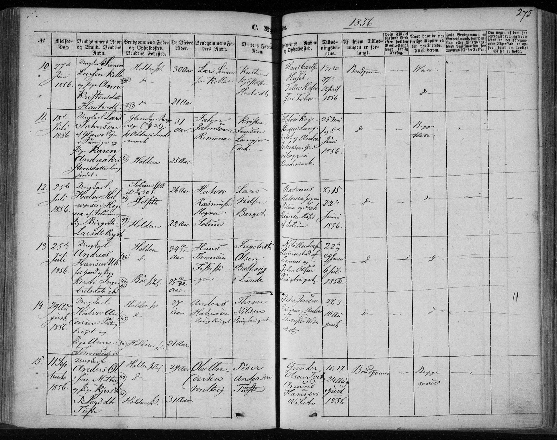 Holla kirkebøker, AV/SAKO-A-272/F/Fa/L0005: Parish register (official) no. 5, 1849-1860, p. 275