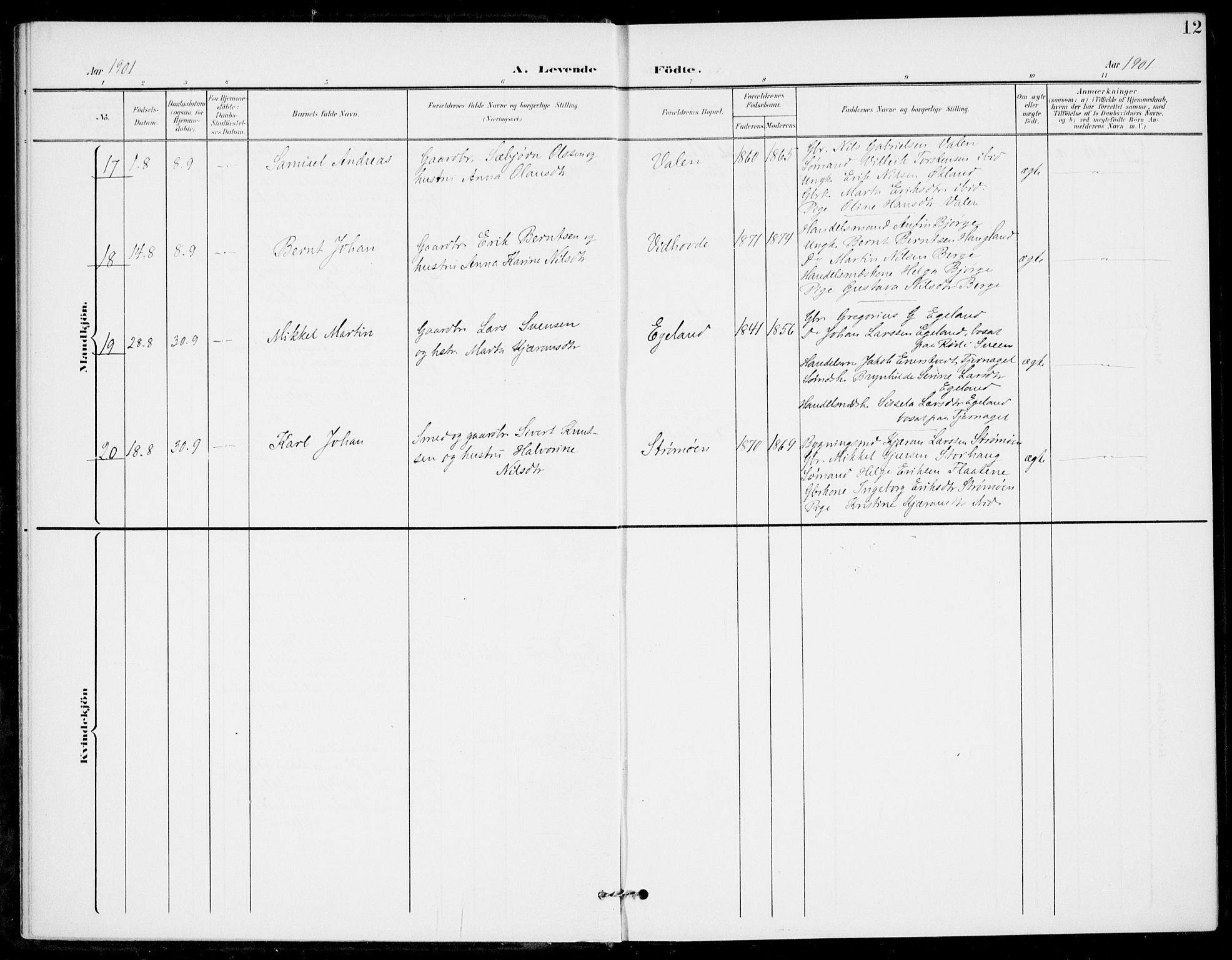 Sveio Sokneprestembete, AV/SAB-A-78501/H/Haa: Parish register (official) no. C 3, 1899-1916, p. 12