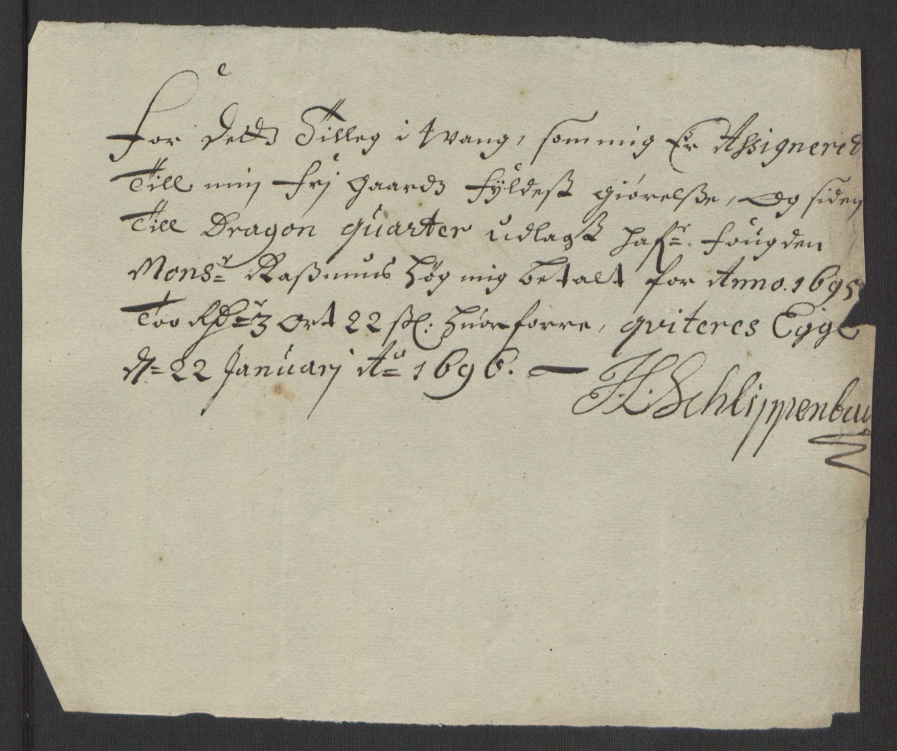 Rentekammeret inntil 1814, Reviderte regnskaper, Fogderegnskap, RA/EA-4092/R63/L4309: Fogderegnskap Inderøy, 1695-1697, p. 94