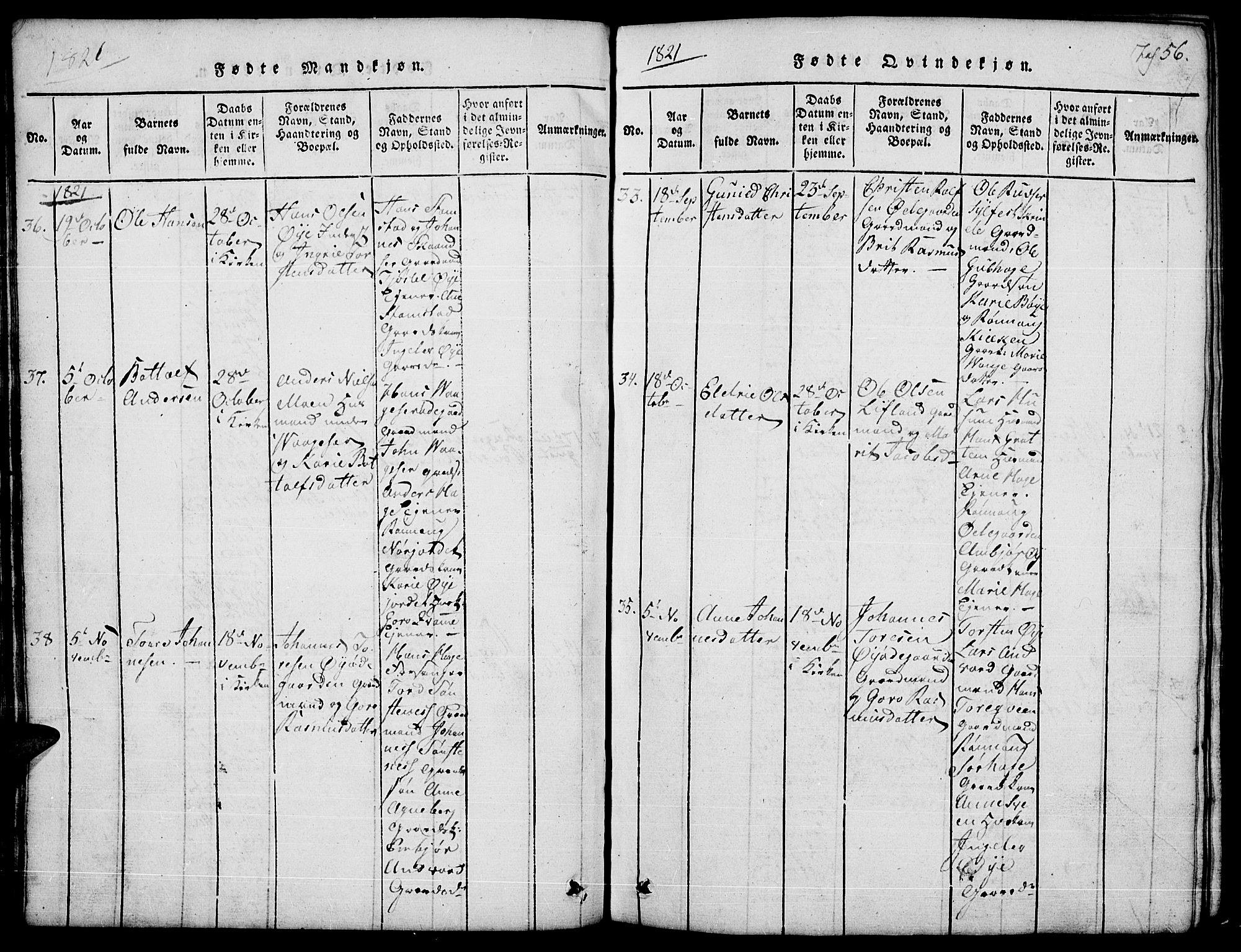 Lom prestekontor, AV/SAH-PREST-070/L/L0001: Parish register (copy) no. 1, 1815-1836, p. 56