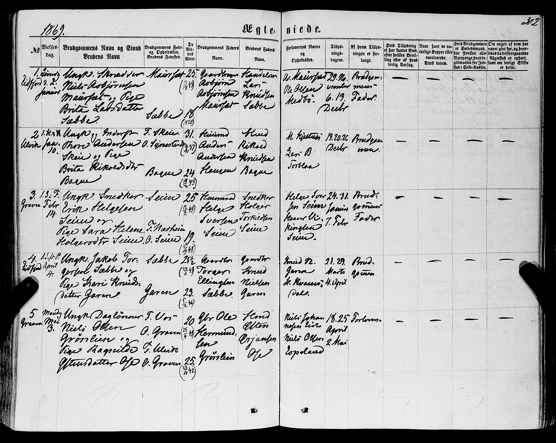 Ulvik sokneprestembete, AV/SAB-A-78801/H/Haa: Parish register (official) no. A 15, 1864-1878, p. 302