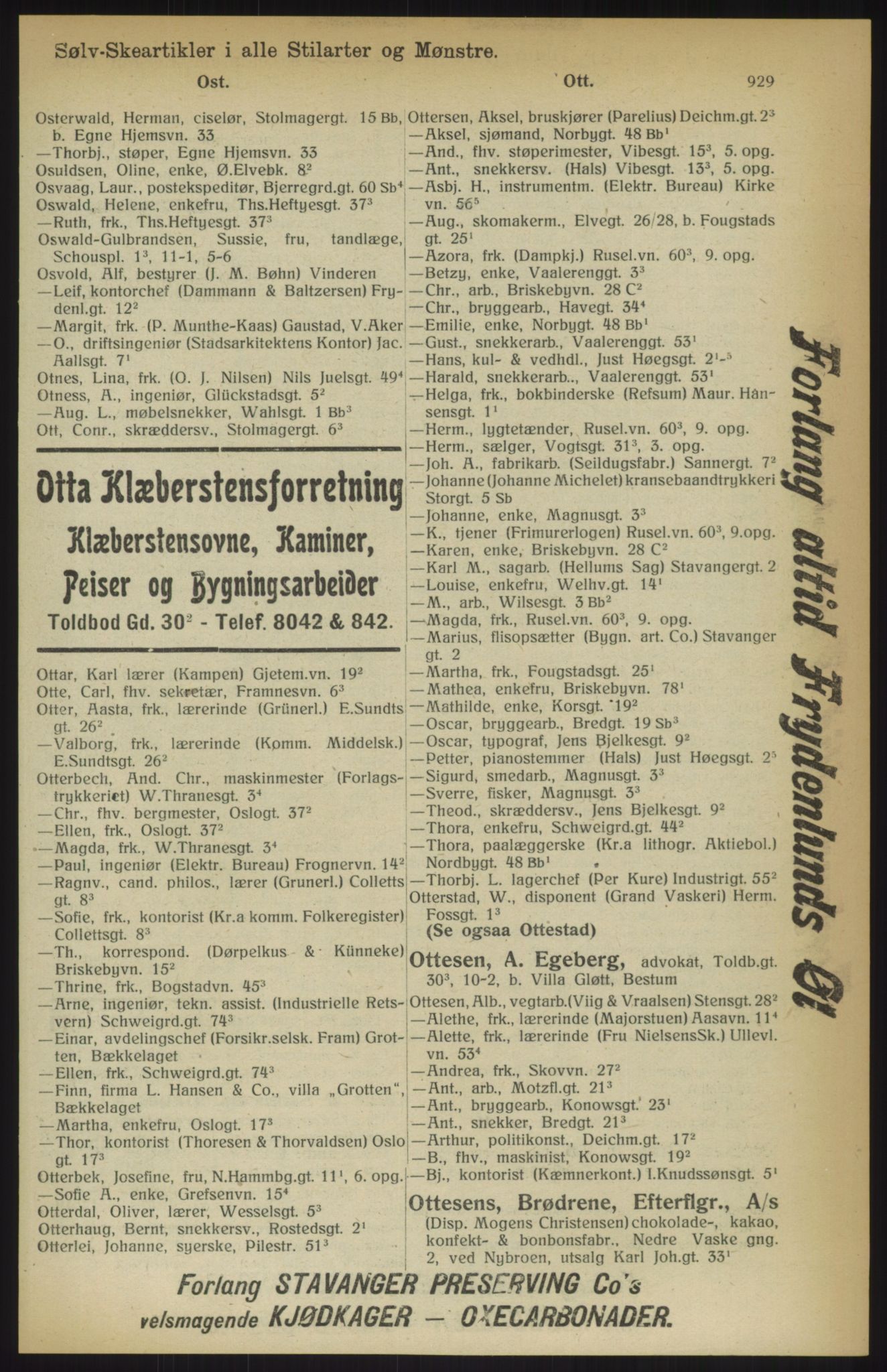 Kristiania/Oslo adressebok, PUBL/-, 1914, p. 929