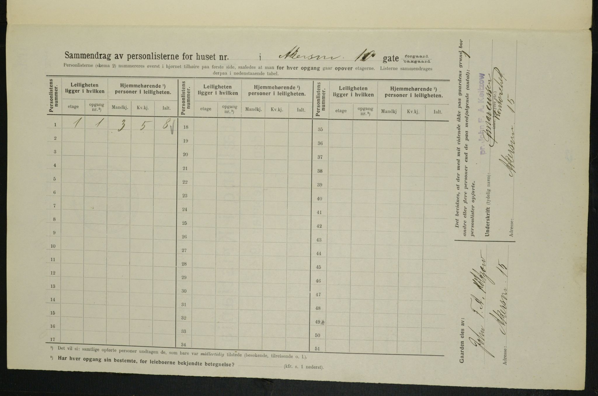 OBA, Municipal Census 1914 for Kristiania, 1914, p. 817
