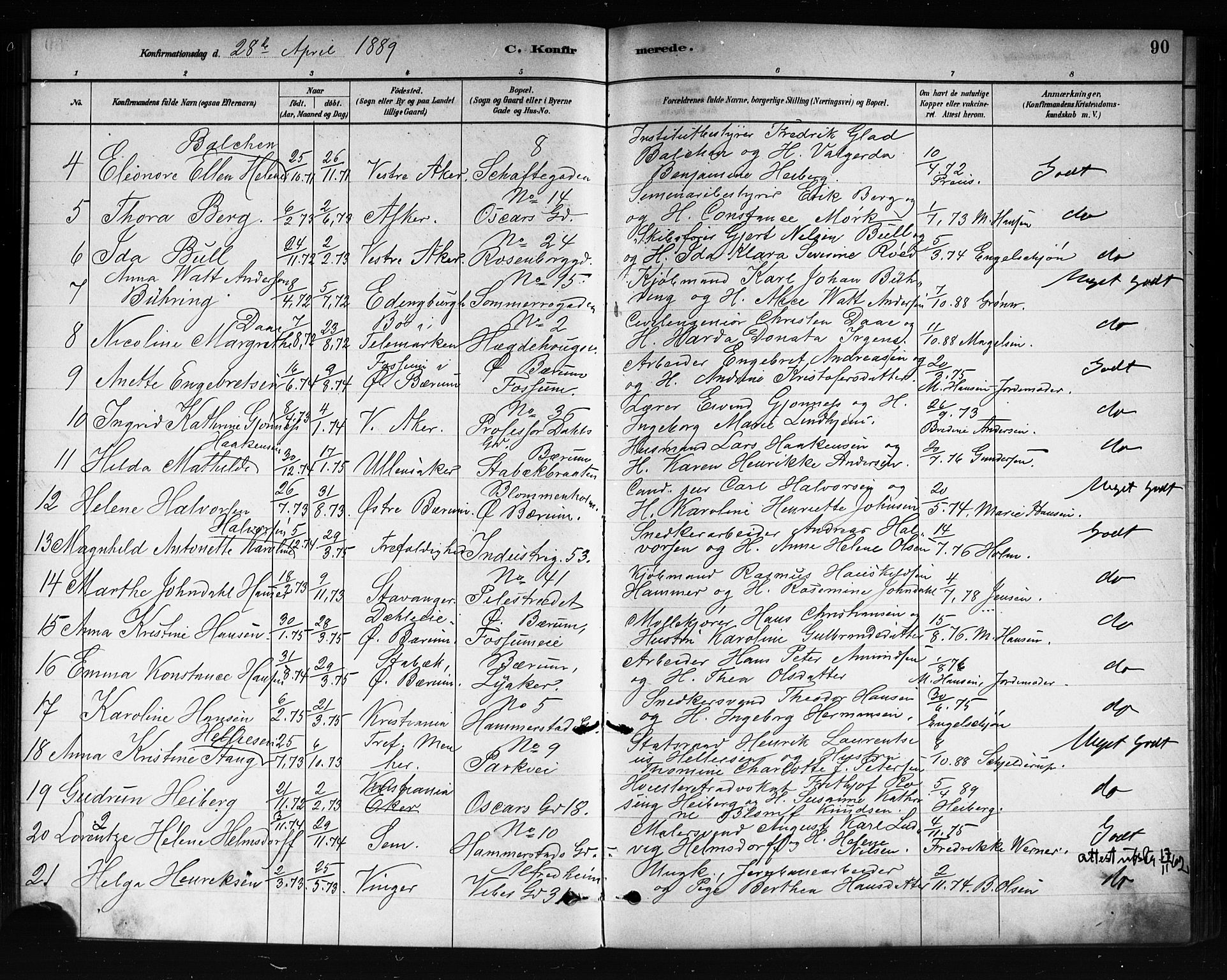 Uranienborg prestekontor Kirkebøker, AV/SAO-A-10877/F/Fa/L0002: Parish register (official) no. 2, 1880-1896, p. 90