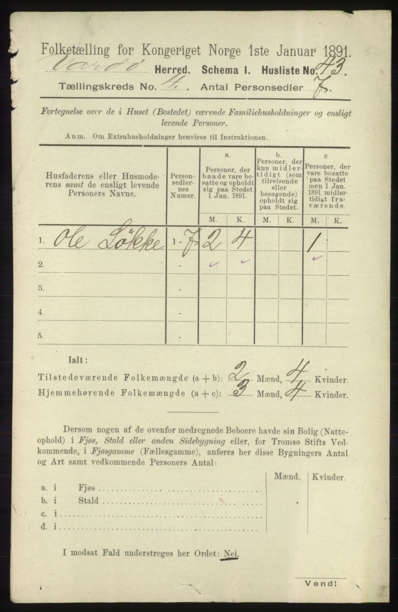 RA, 1891 census for 2028 Vardø, 1891, p. 1097