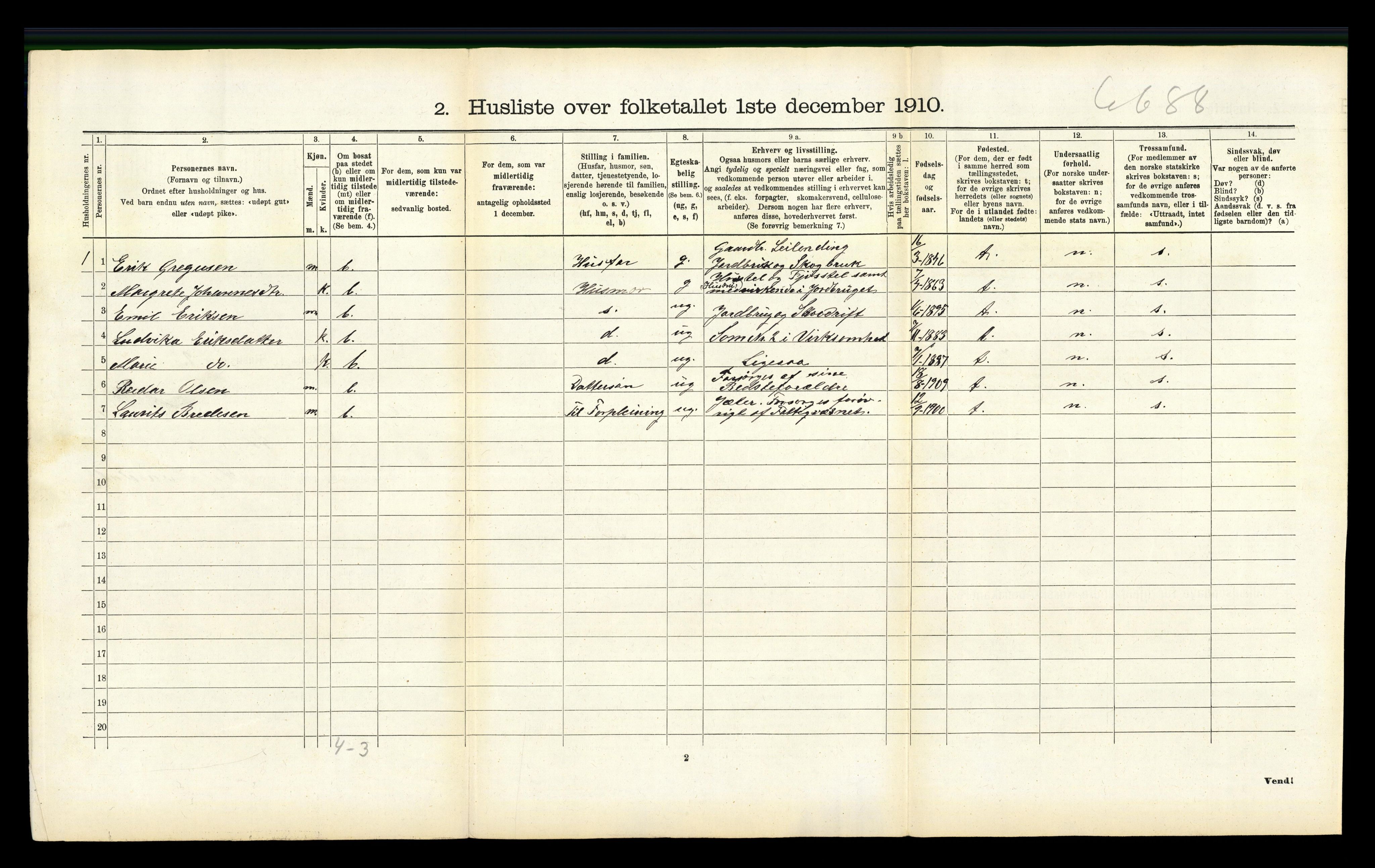 RA, 1910 census for Vefsn, 1910, p. 369