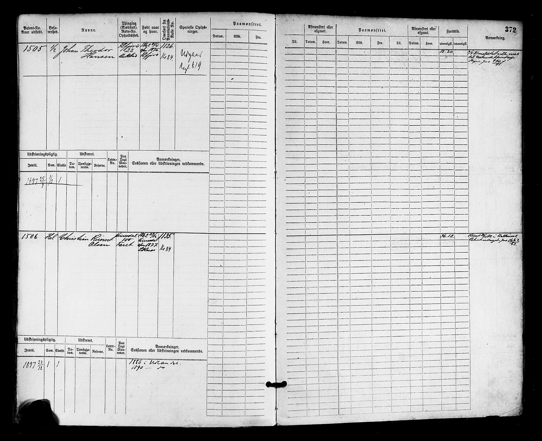 Flekkefjord mønstringskrets, SAK/2031-0018/F/Fb/L0002: Hovedrulle nr 765-1514, N-5, 1868-1900, p. 378