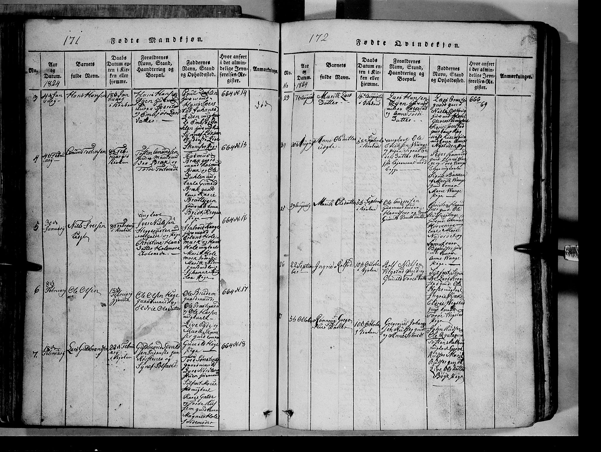 Lom prestekontor, SAH/PREST-070/L/L0003: Parish register (copy) no. 3, 1815-1844, p. 171-172