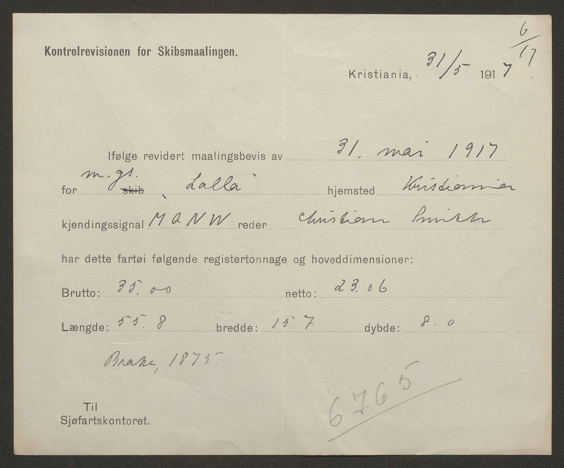 Sjøfartsdirektoratet med forløpere, skipsmapper slettede skip, AV/RA-S-4998/F/Fa/L0638: --, 1866-1933, p. 73