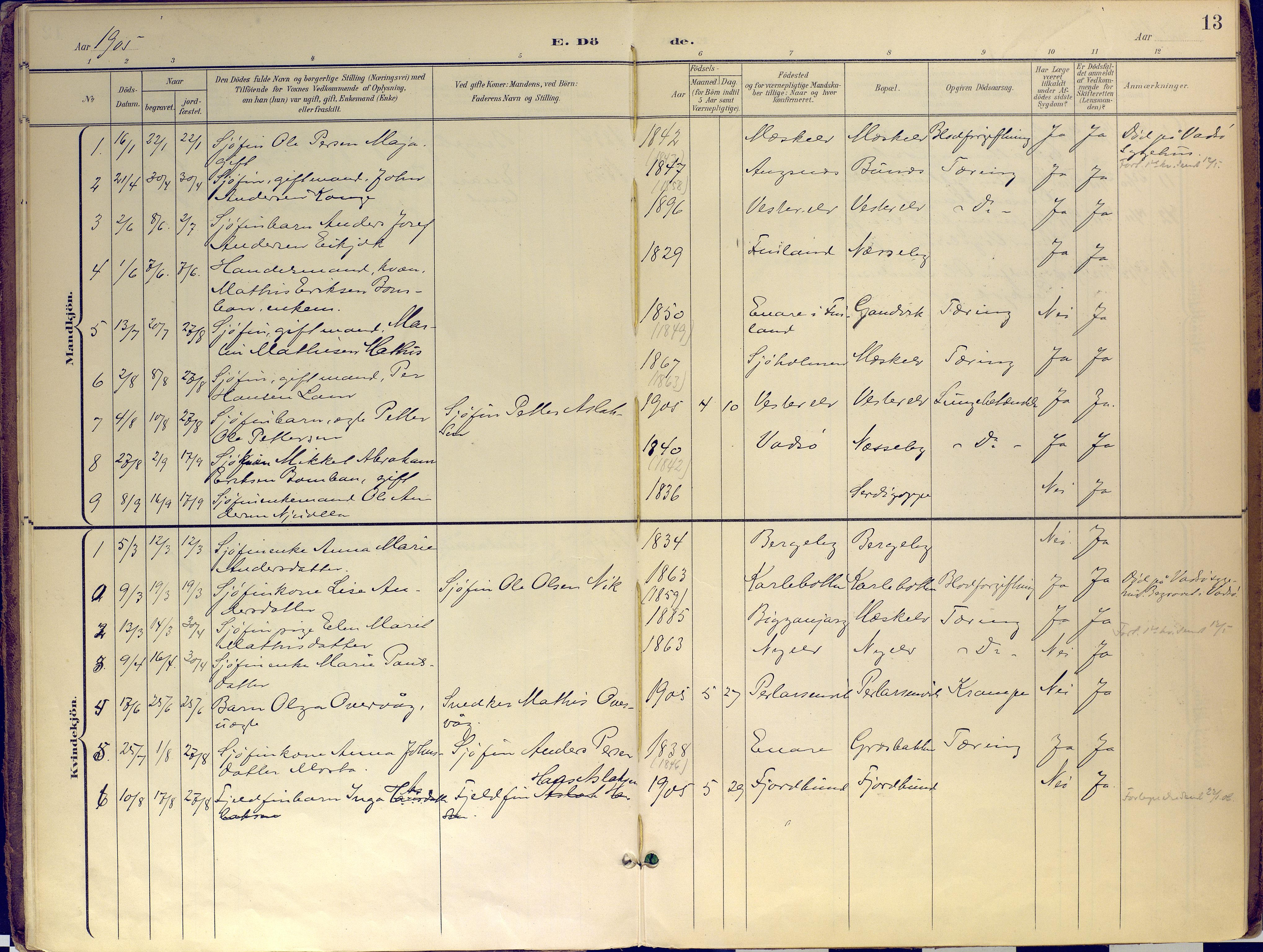 Nesseby sokneprestkontor, SATØ/S-1330/H/Ha/L0007kirke: Parish register (official) no. 7, 1898-1921, p. 13