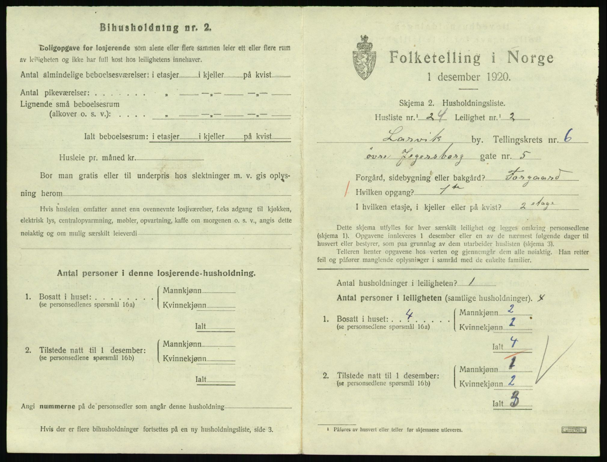 SAKO, 1920 census for Larvik, 1920, p. 5482