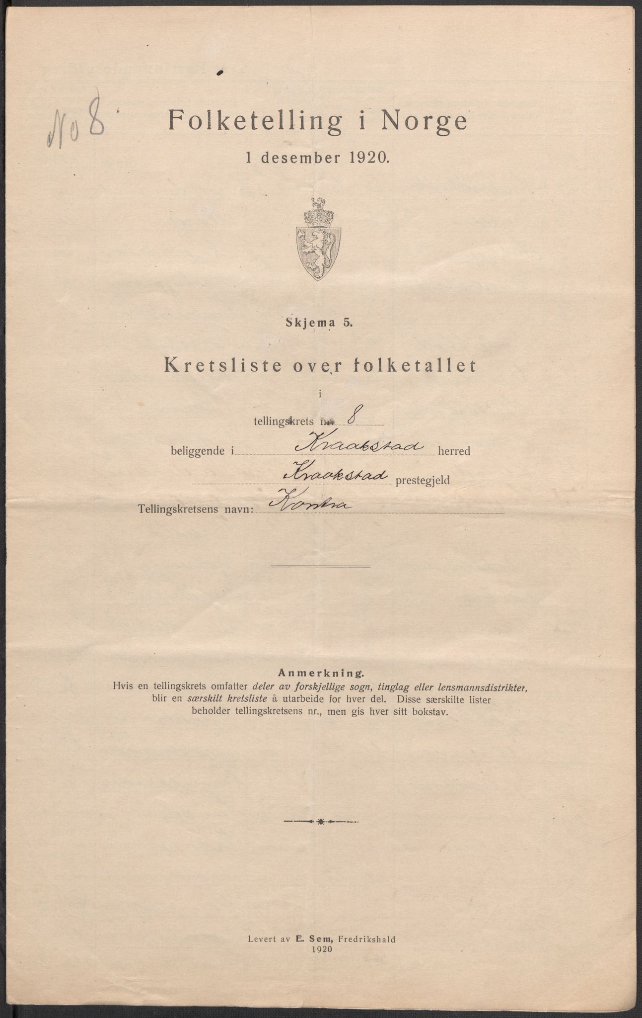 SAO, 1920 census for Kråkstad, 1920, p. 29