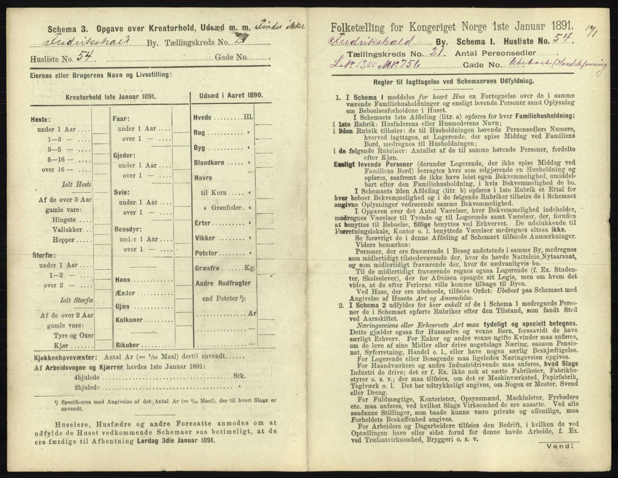 RA, 1891 census for 0101 Fredrikshald, 1891, p. 1956