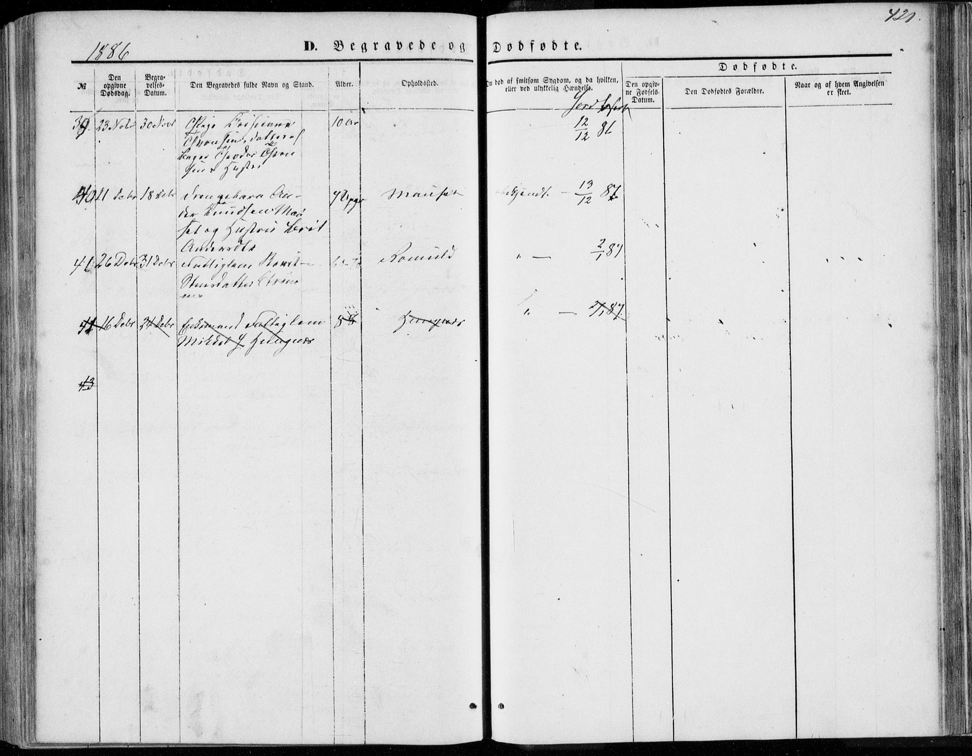 Ministerialprotokoller, klokkerbøker og fødselsregistre - Møre og Romsdal, SAT/A-1454/557/L0681: Parish register (official) no. 557A03, 1869-1886, p. 421