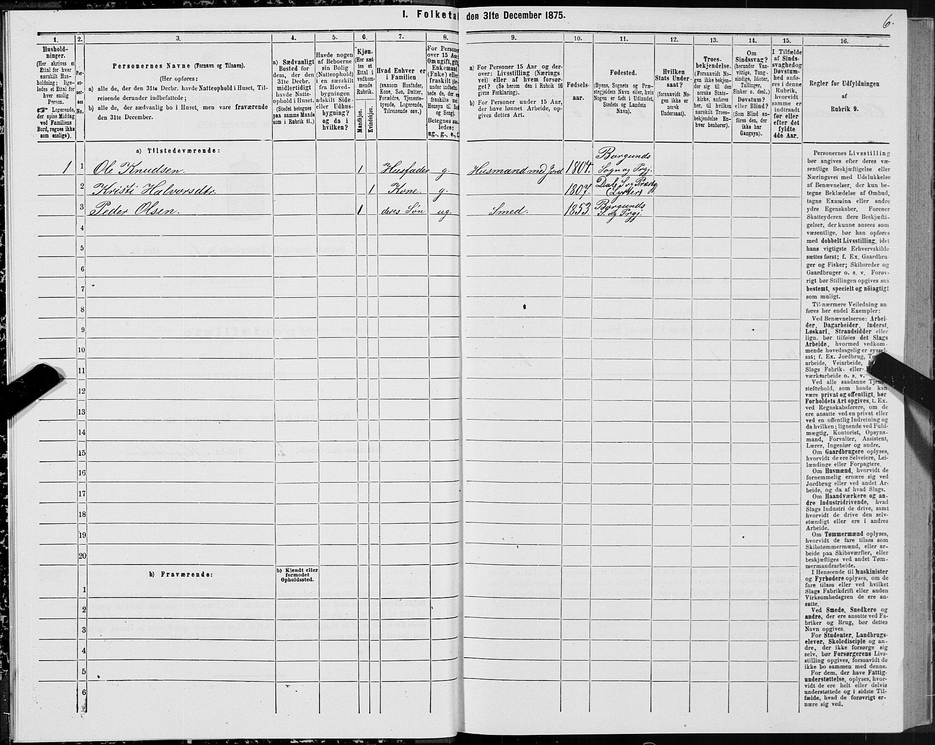 SAT, 1875 census for 1531P Borgund, 1875, p. 1006