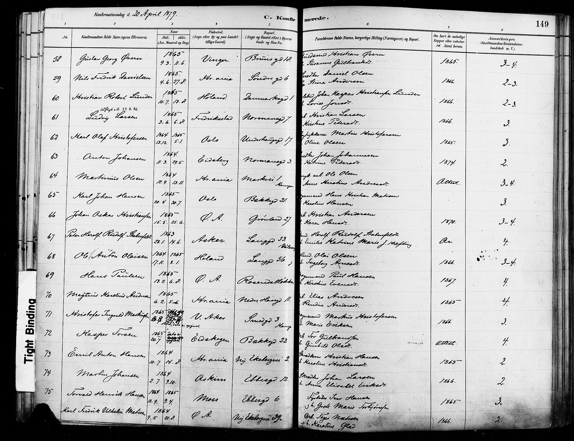 Østre Aker prestekontor Kirkebøker, AV/SAO-A-10840/F/Fa/L0006: Parish register (official) no. I 5, 1879-1882, p. 149