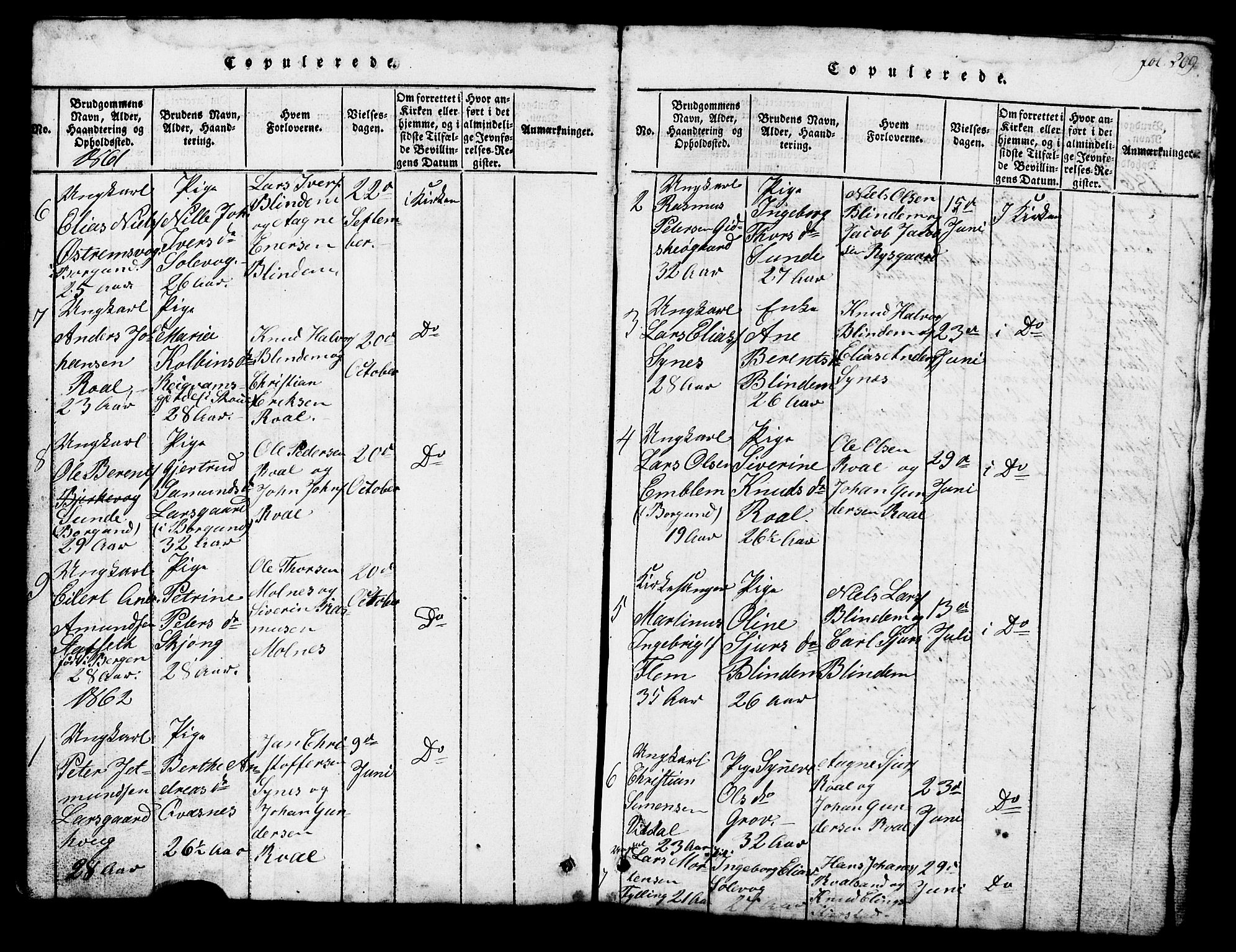 Ministerialprotokoller, klokkerbøker og fødselsregistre - Møre og Romsdal, SAT/A-1454/537/L0520: Parish register (copy) no. 537C01, 1819-1868, p. 209