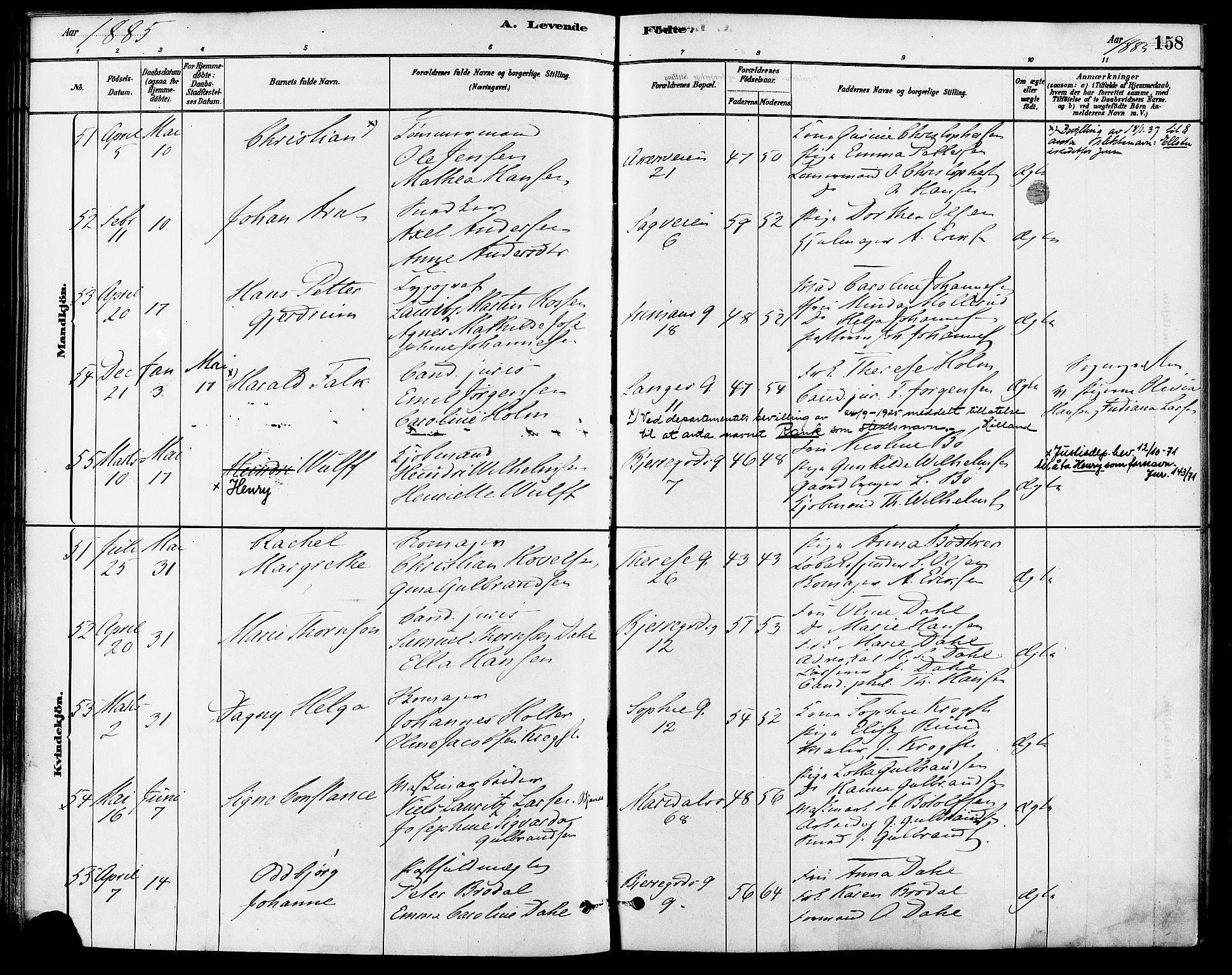 Gamle Aker prestekontor Kirkebøker, SAO/A-10617a/F/L0006: Parish register (official) no. 6, 1880-1887, p. 158