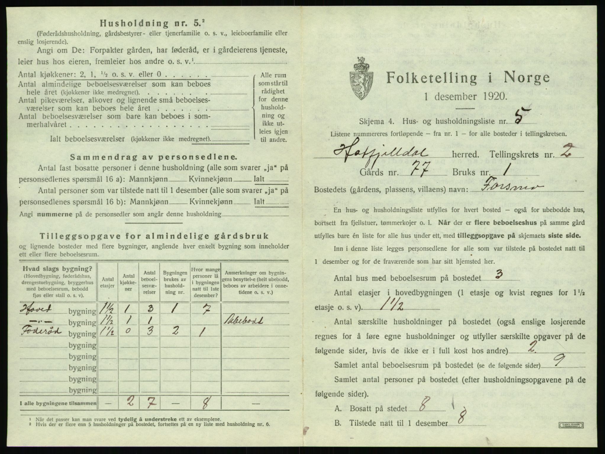 SAT, 1920 census for Hattfjelldal, 1920, p. 88