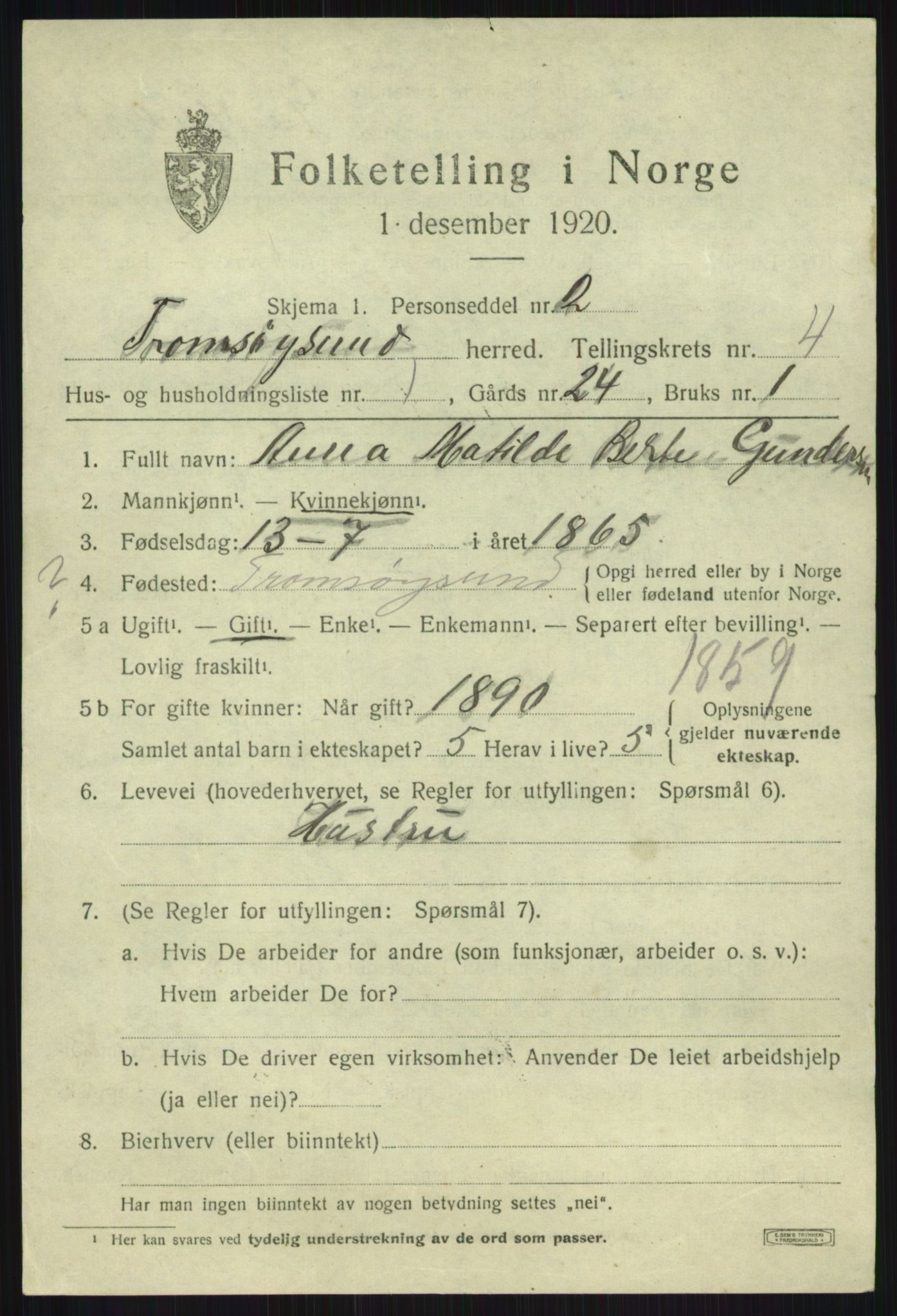 SATØ, 1920 census for Tromsøysund, 1920, p. 3200
