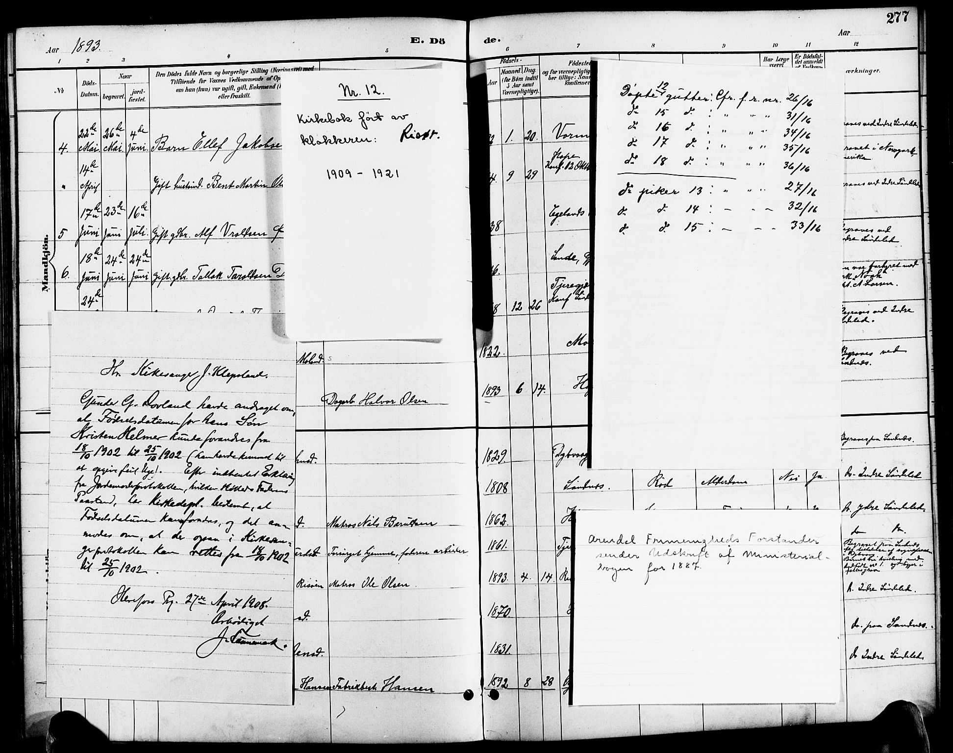 Søndeled sokneprestkontor, AV/SAK-1111-0038/F/Fa/L0005: Parish register (official) no. A 5, 1889-1899, p. 278