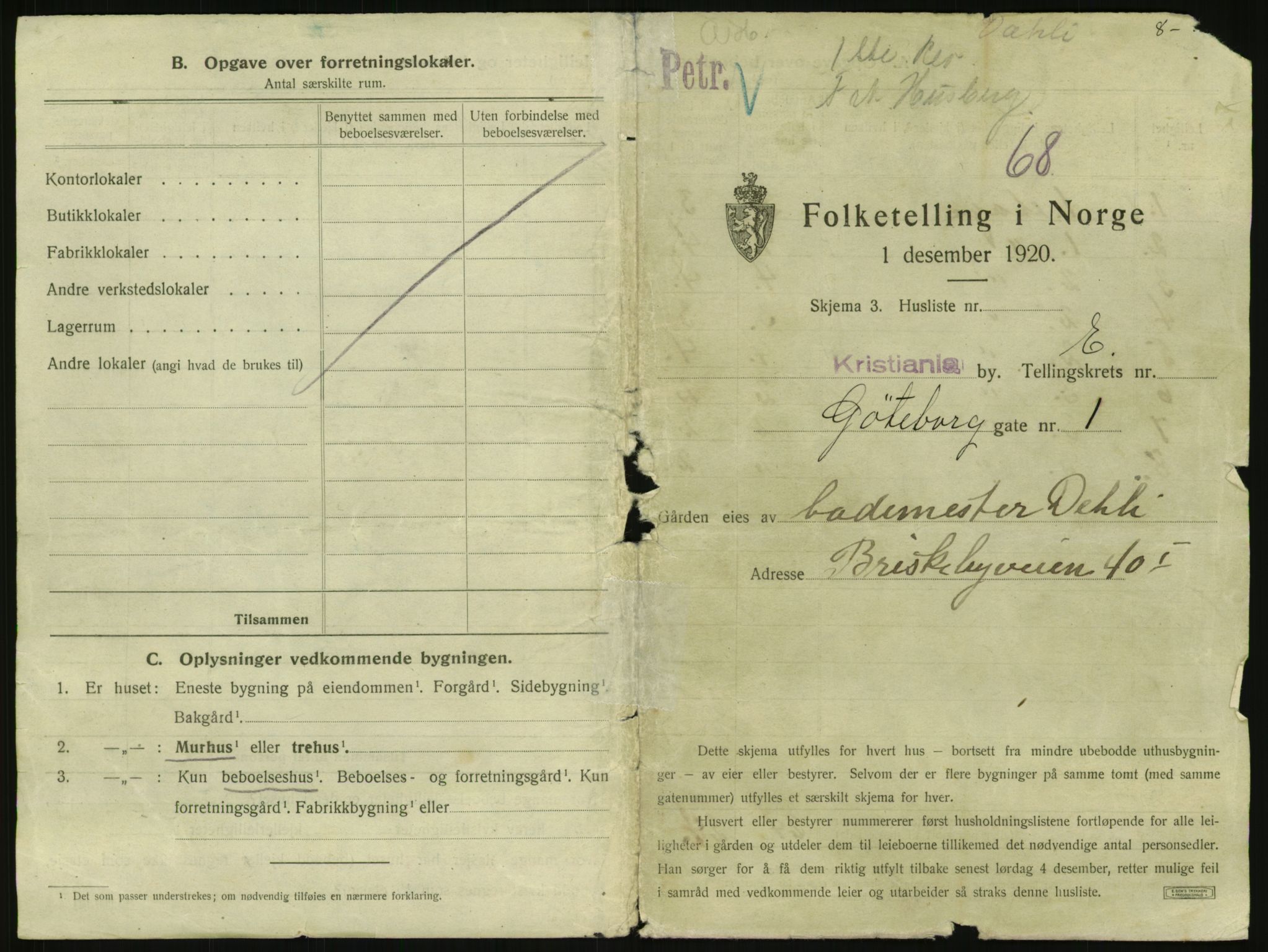 SAO, 1920 census for Kristiania, 1920, p. 32666